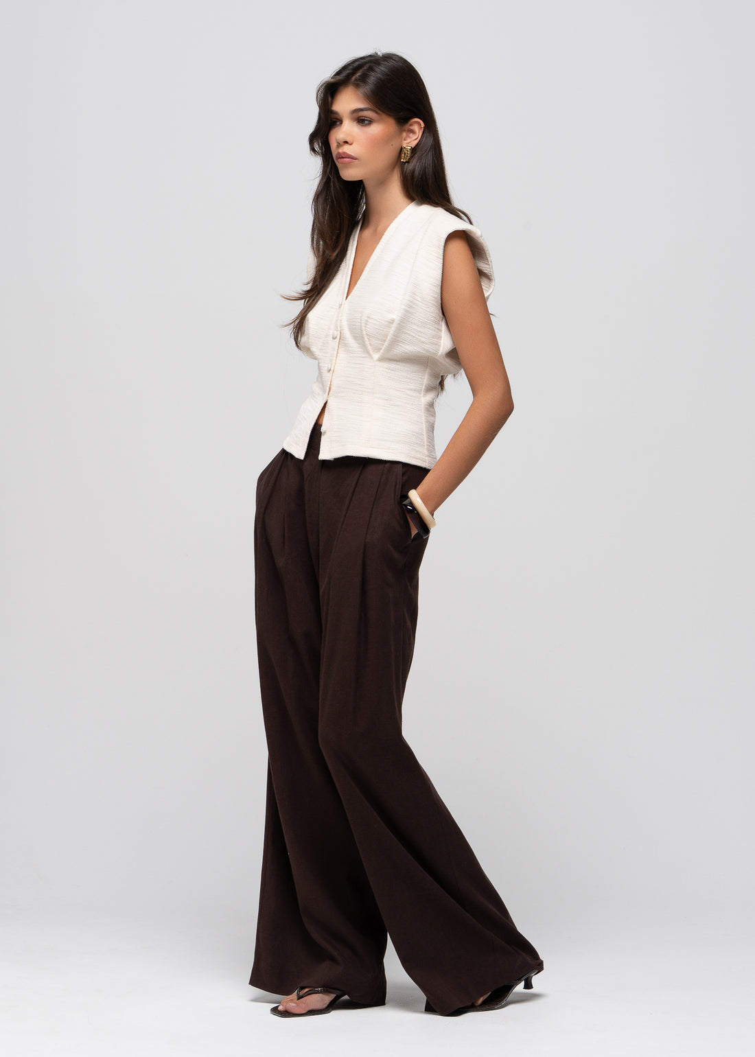 Selene Cotton Vest - Beige