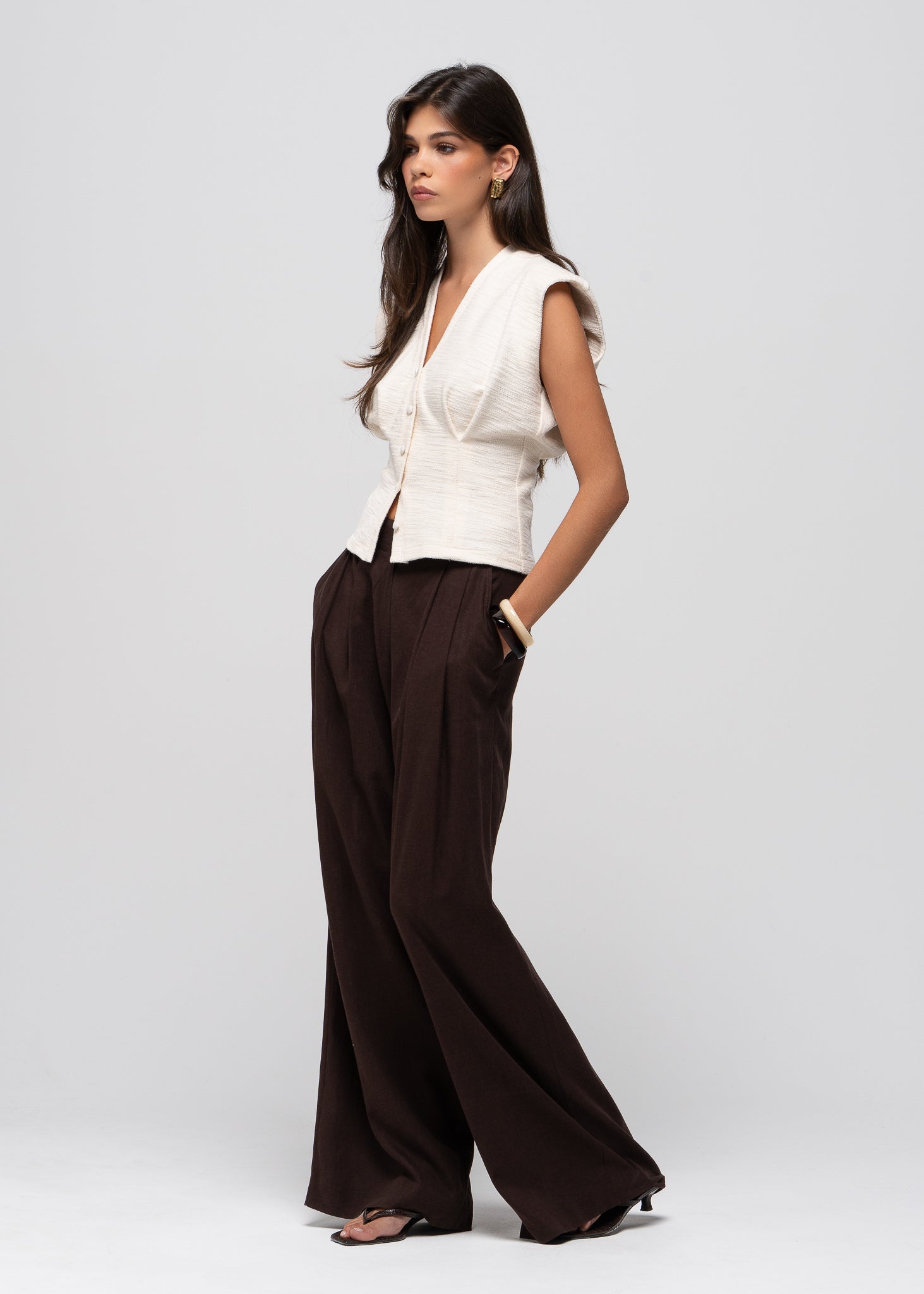 Selene Cotton Vest - Beige