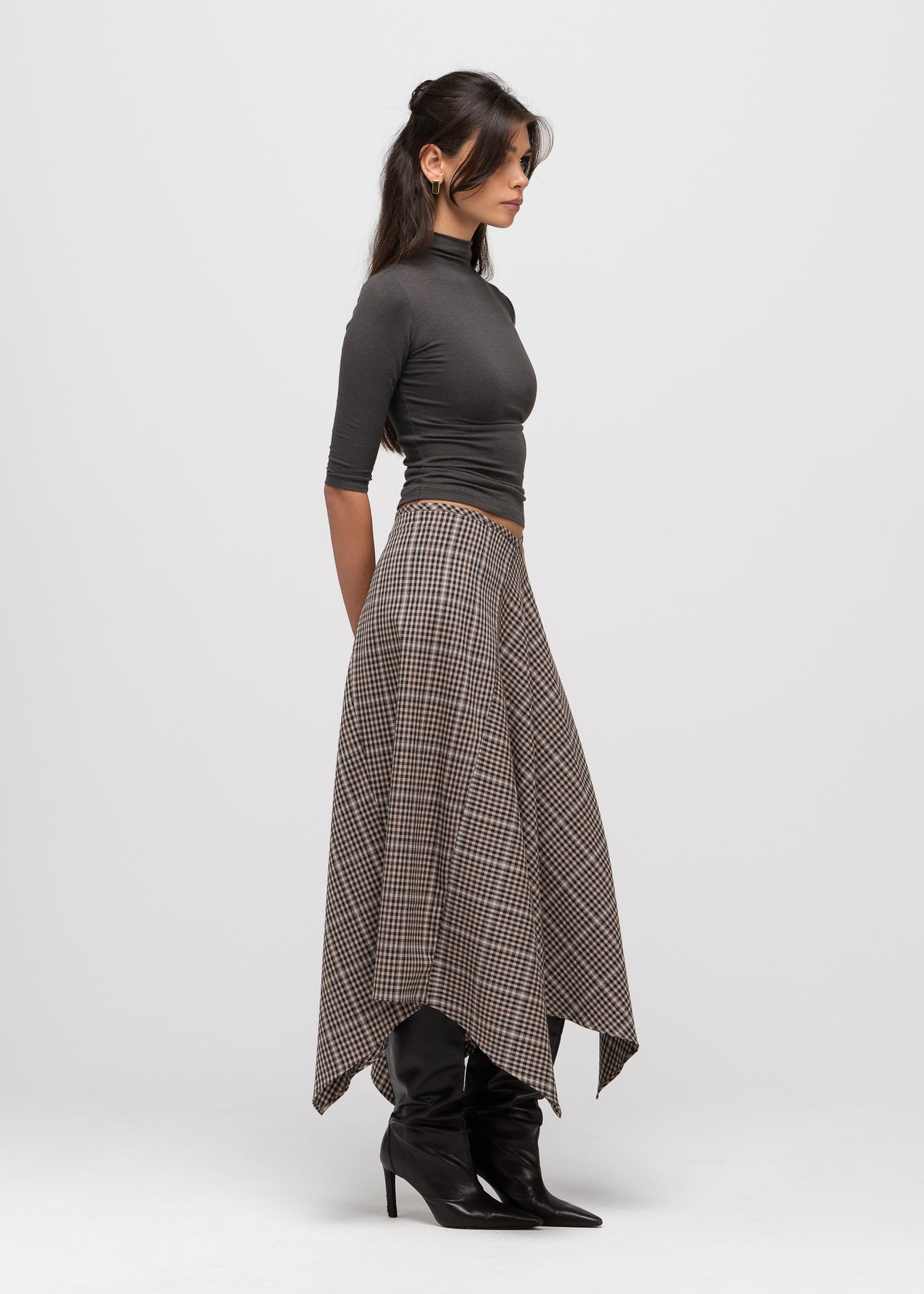 Cora 3/4 Sleeve Mock Neck Top - Taupe