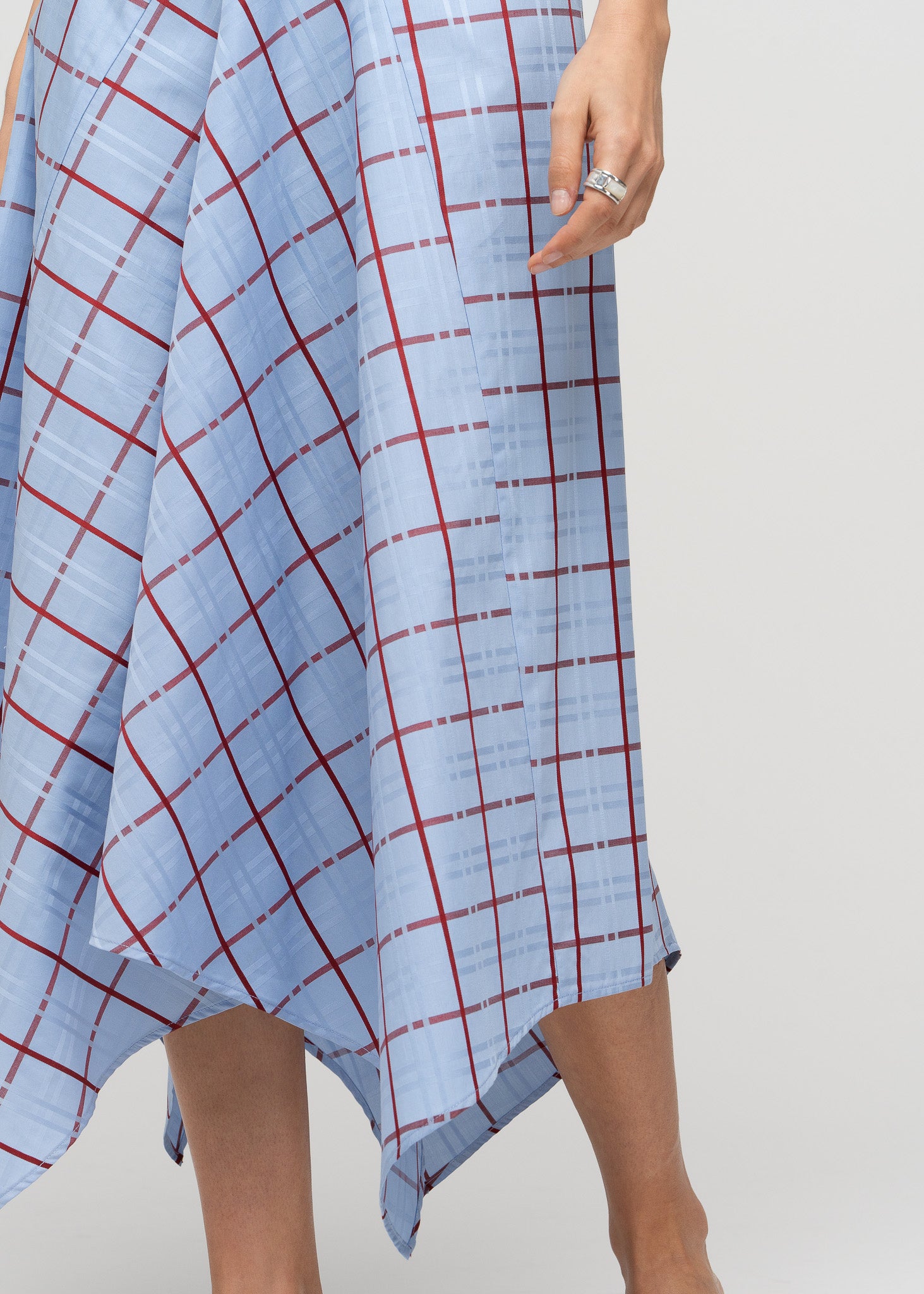 Chess Plaid Handkerchief Midi Skirt