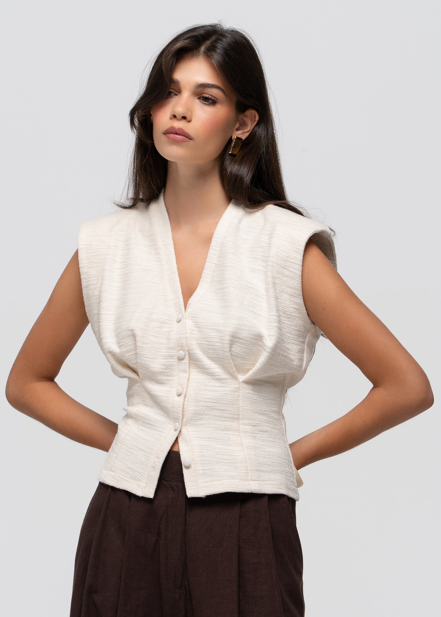 Selene Cotton Vest - Beige