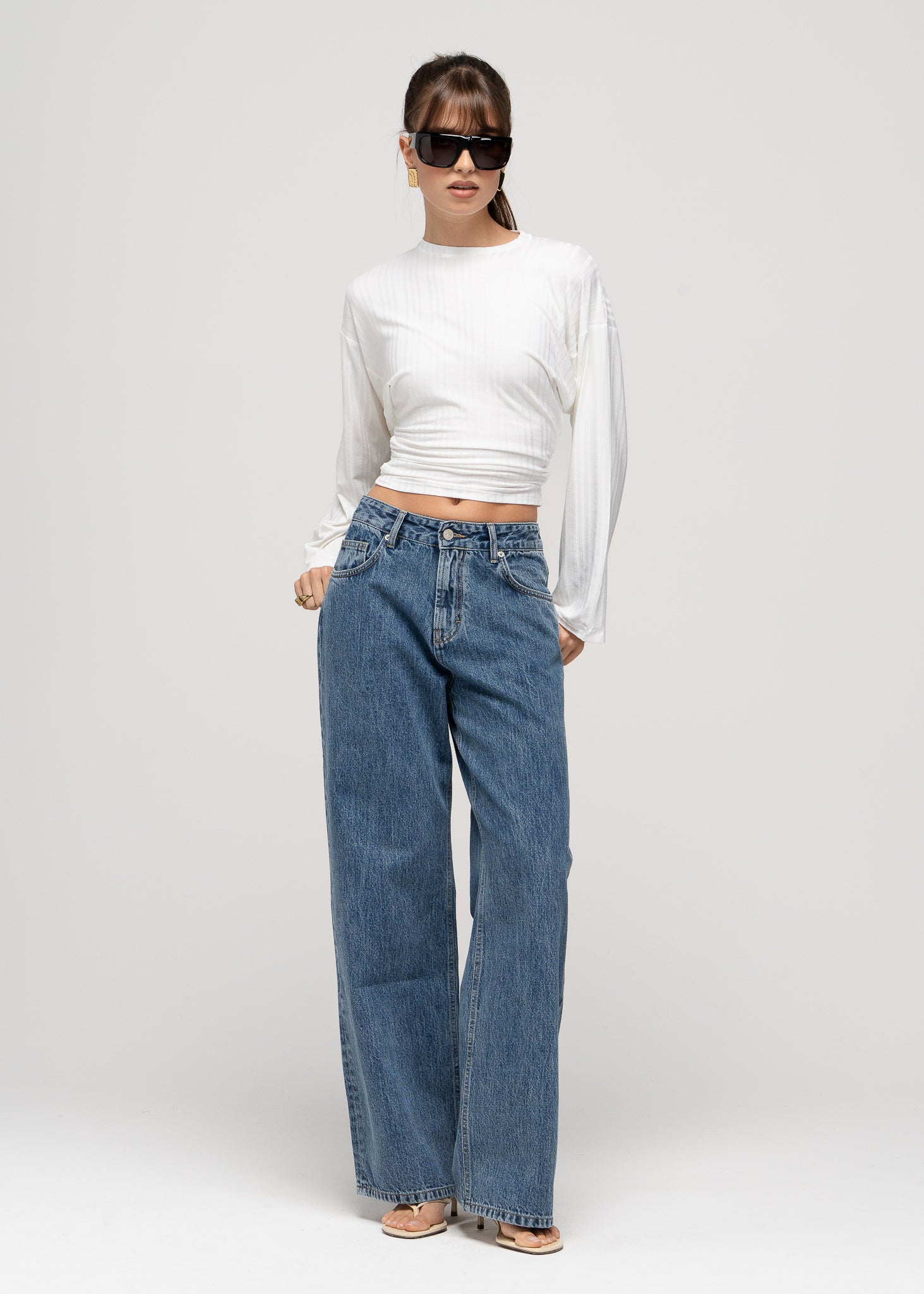 Espresso Fitted Long Sleeve Blouse - White