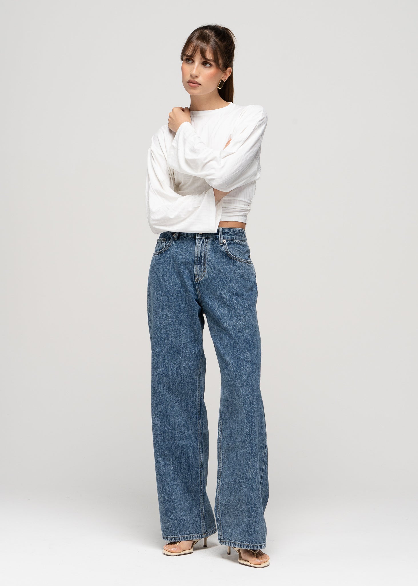 Espresso Fitted Long Sleeve Blouse - White