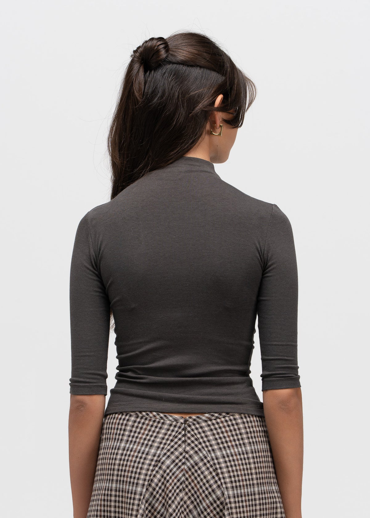 Cora 3/4 Sleeve Mock Neck Top - Taupe