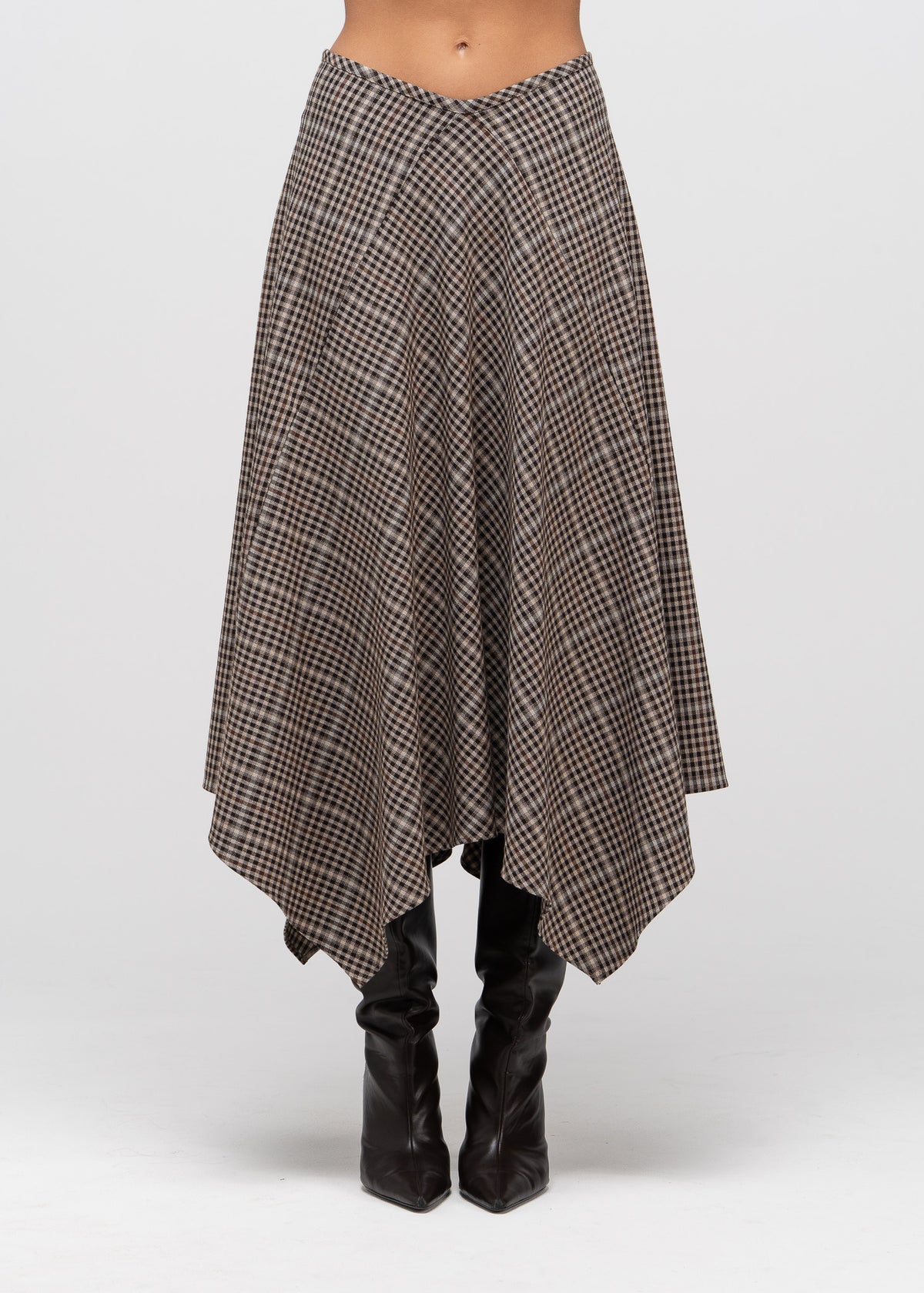 Nadia Tartan Handkerchief Midi Skirt (Pre-Order)