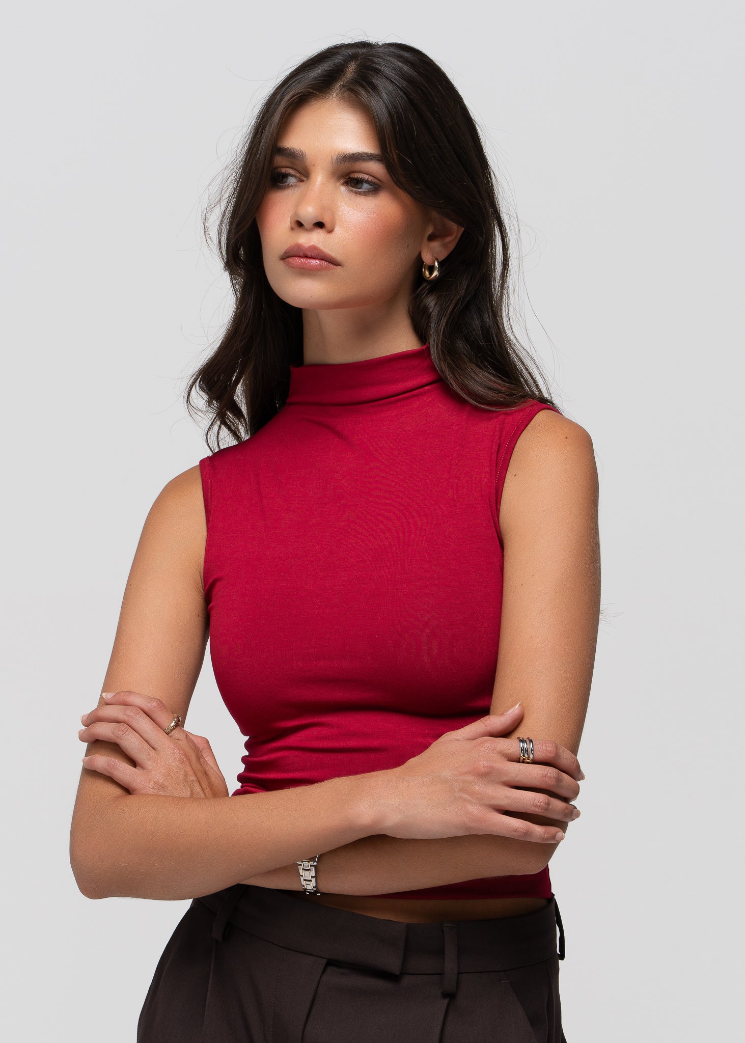Petra Fitted High-Neck Top - Magenta