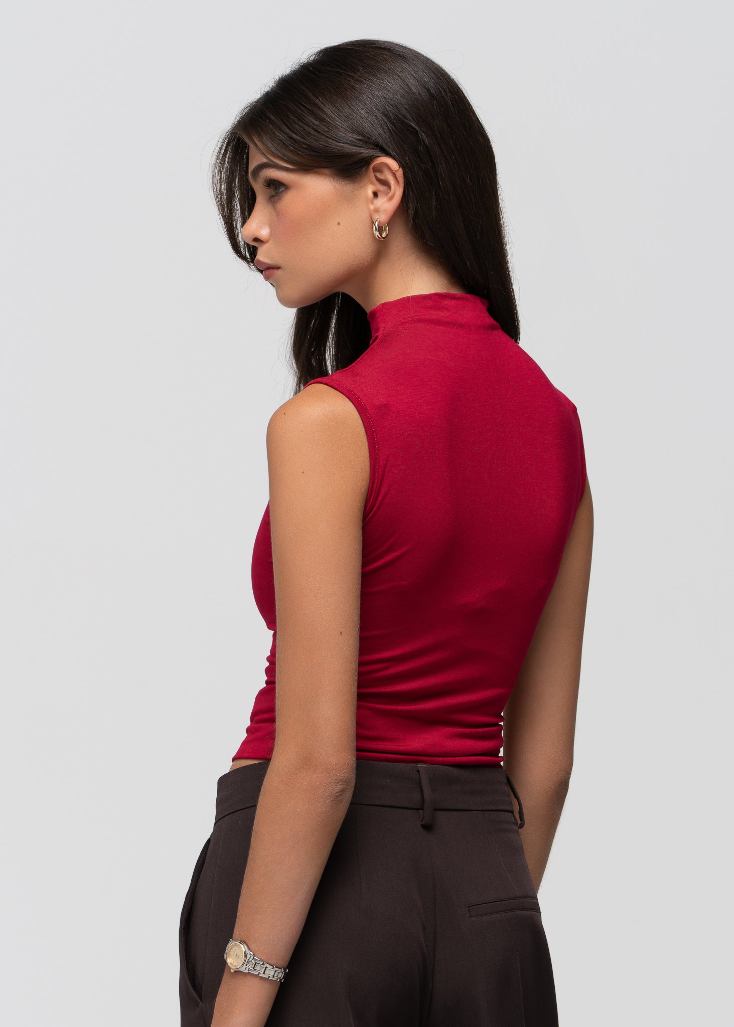 Petra Fitted High-Neck Top - Magenta