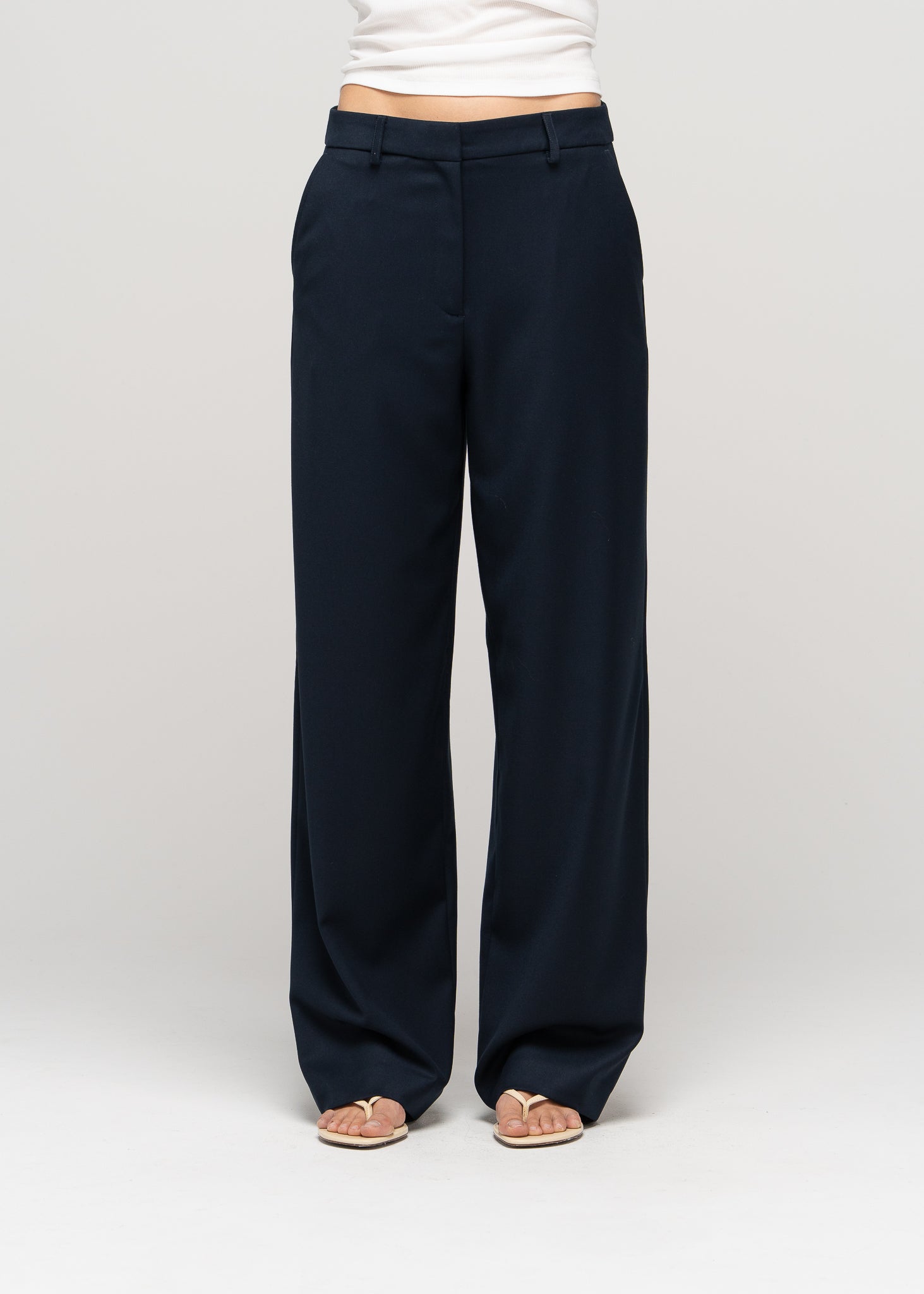 Jadis Mid-Waist Tailored Trousers - Navy Blue