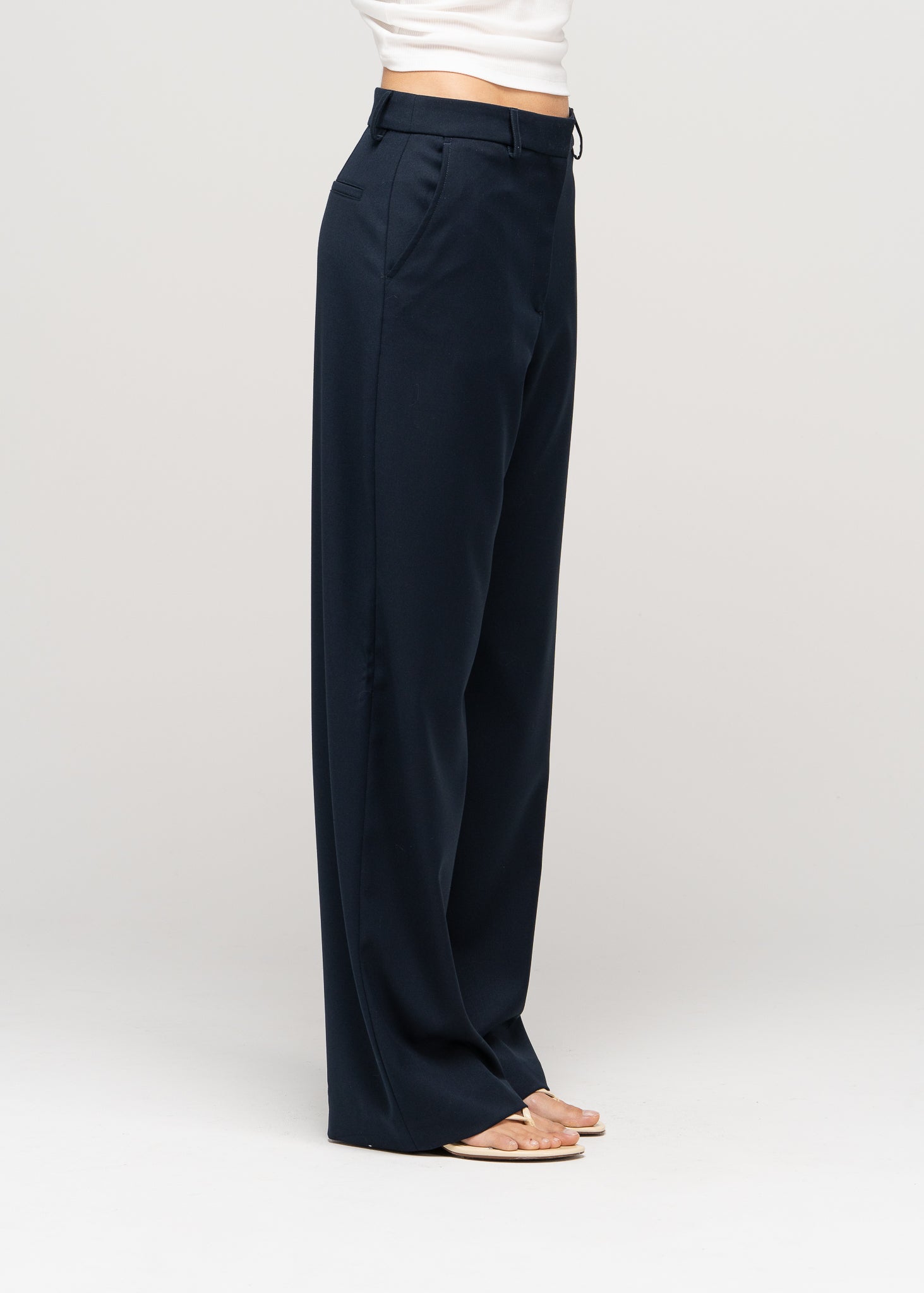 Jadis Mid-Waist Tailored Trousers - Navy Blue