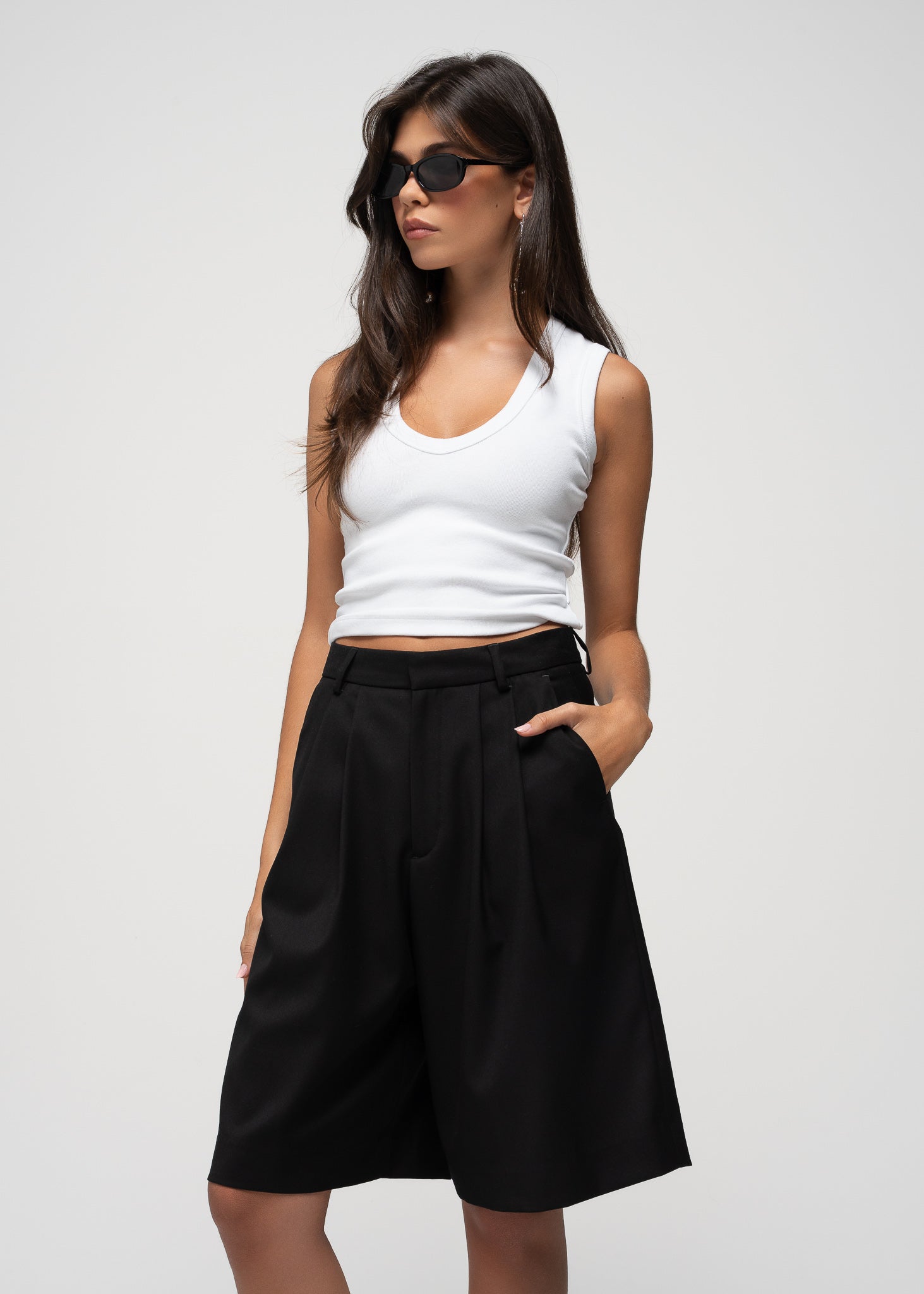 Nora High-Waist Tailored Bermudas