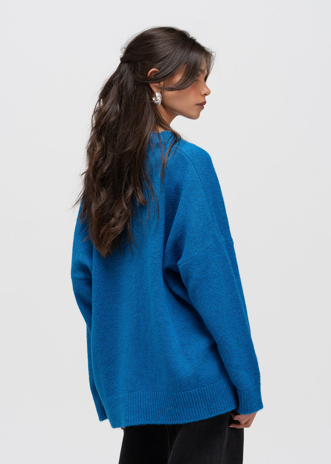 Milo Oversized V-Neck Cardigan – Cobalt Blue