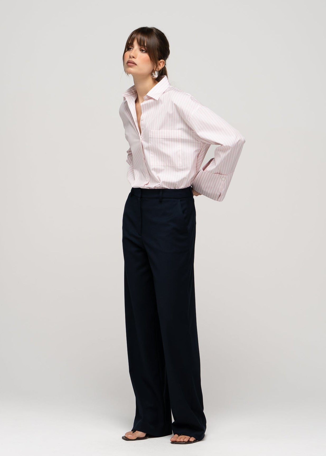 Jadis Mid-Waist Tailored Trousers - Navy Blue