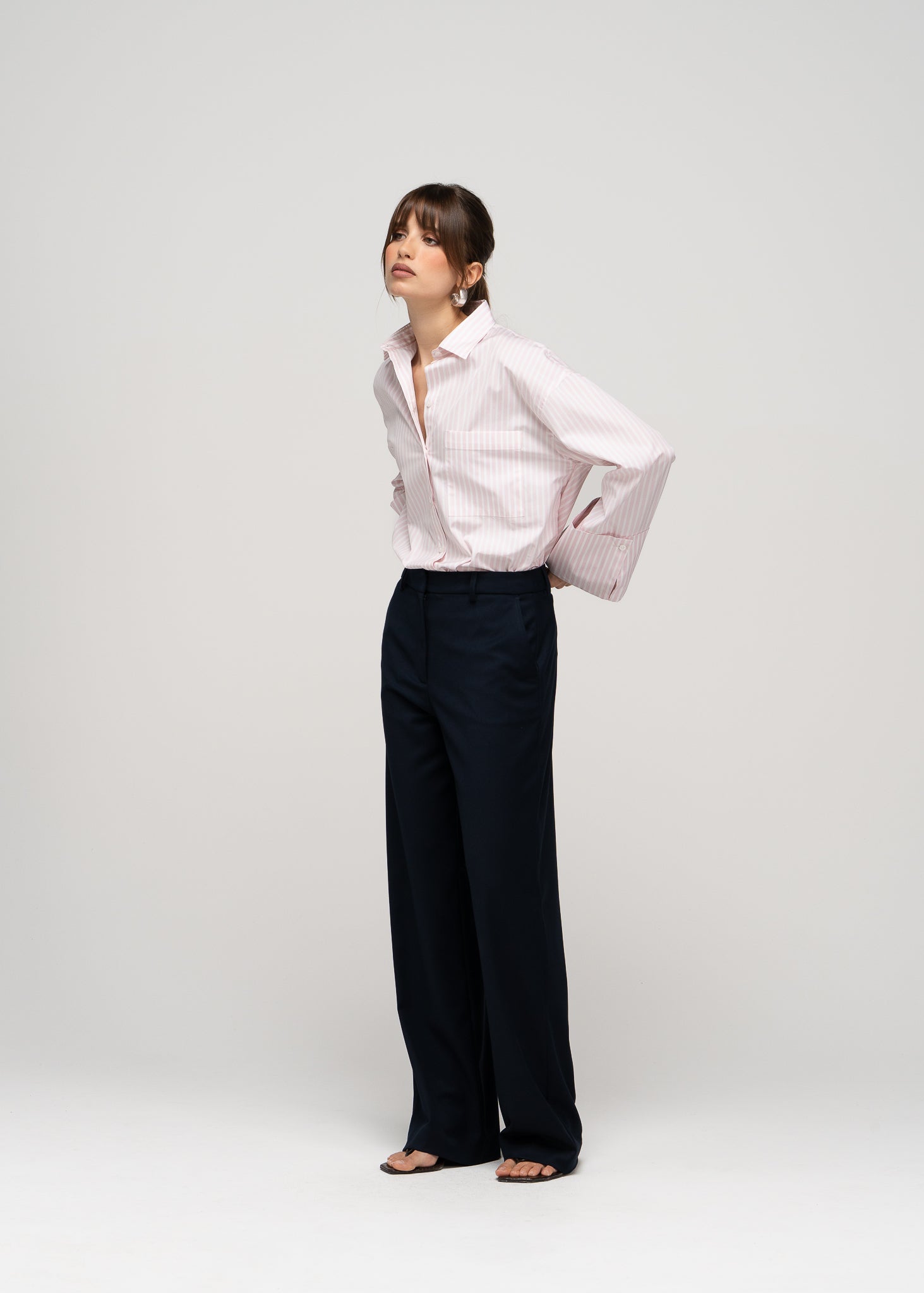 Jadis Mid-Waist Tailored Trousers - Navy Blue