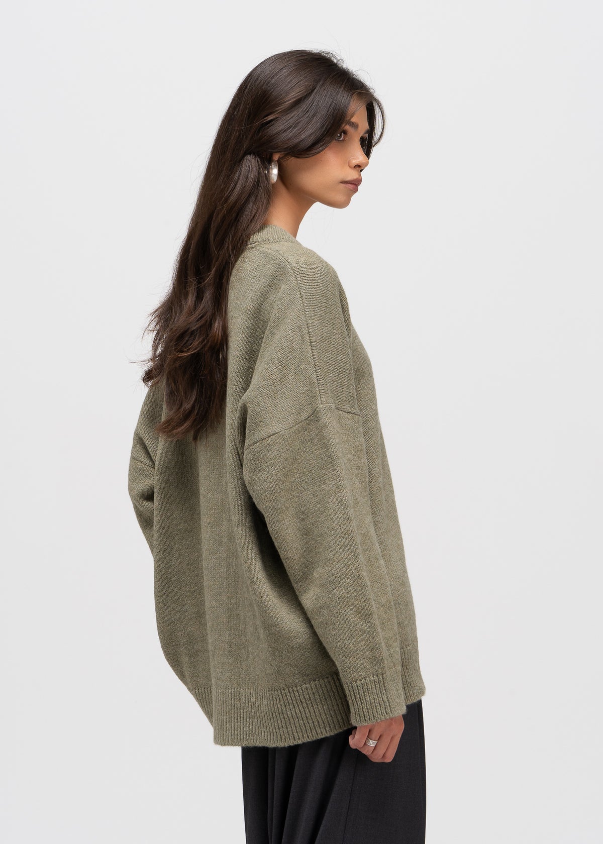 Milo Oversized V-Neck Cardigan – Sage Green