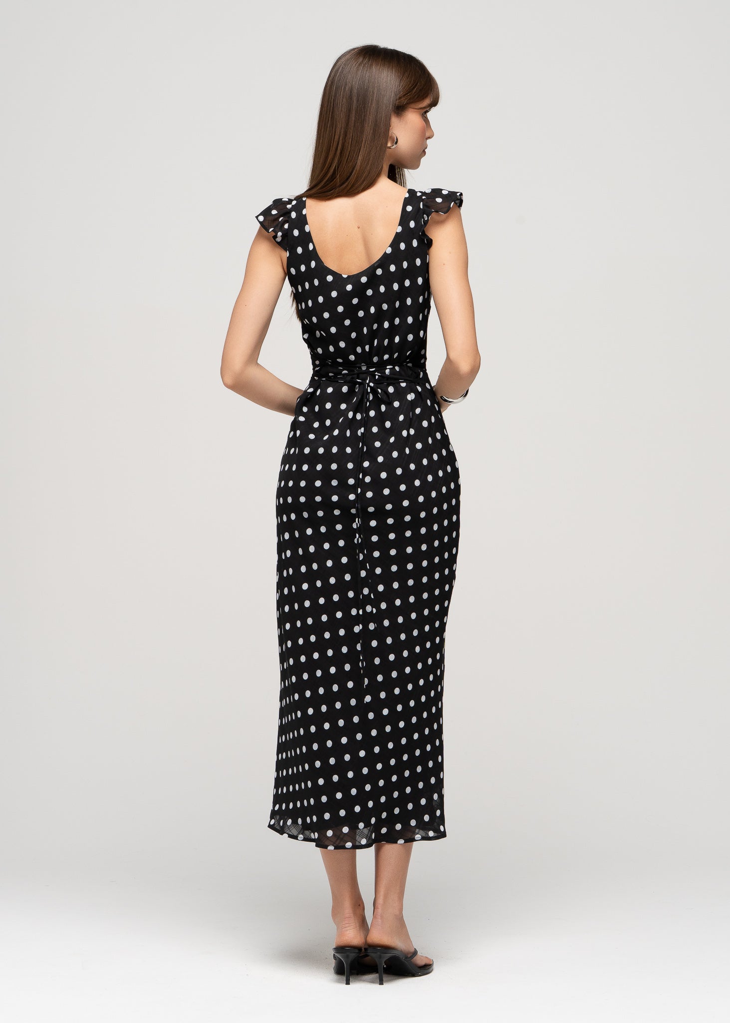 Carmen Polka Dot Midi Dress - Black & White