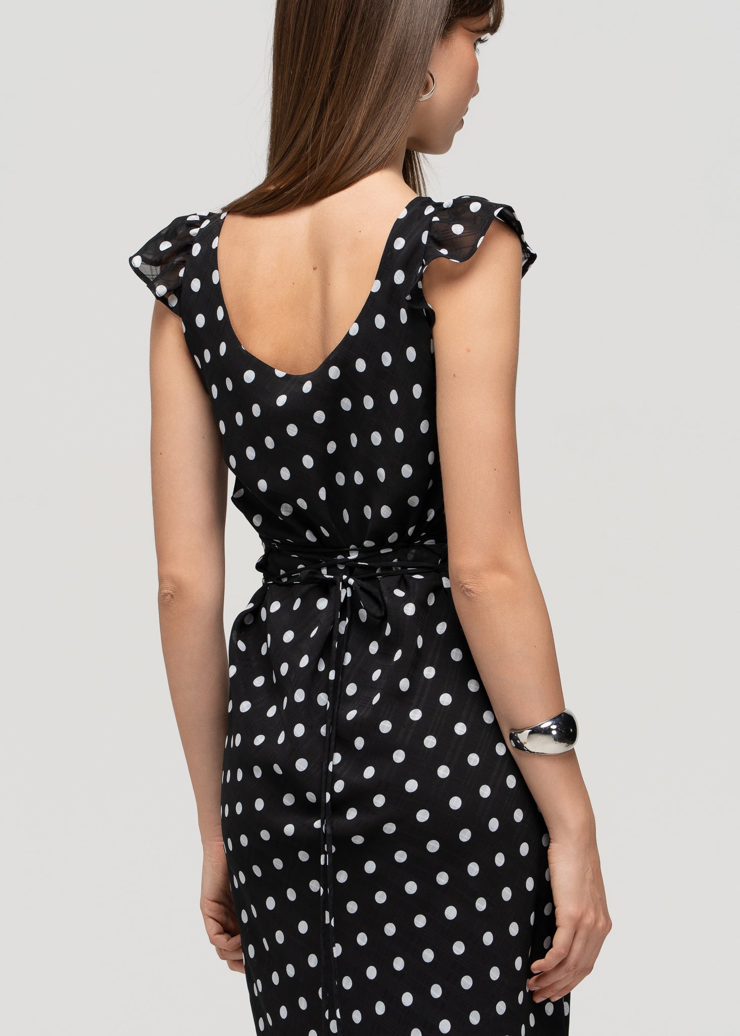 Carmen Polka Dot Midi Dress - Black & White
