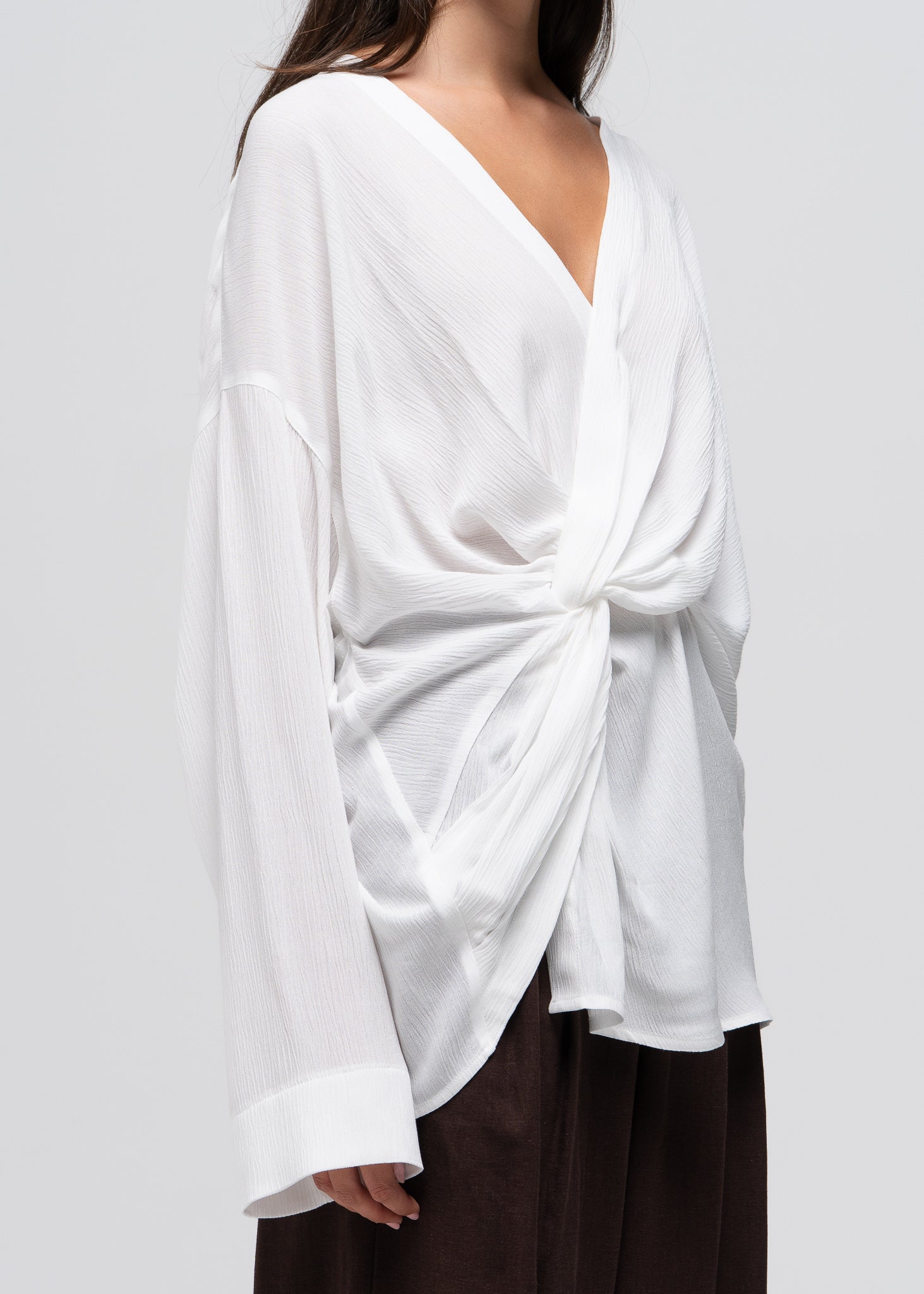 Esme Draped Twist Blouse - White