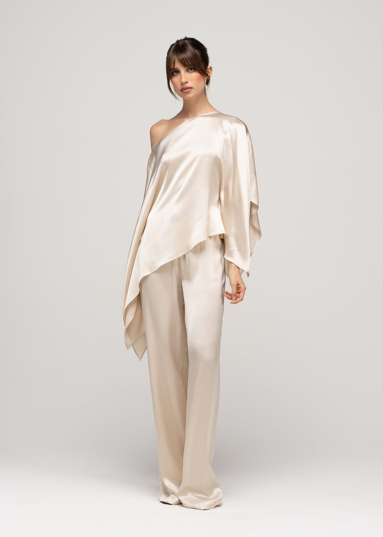 Giulia Satin Cape Top - Champagne