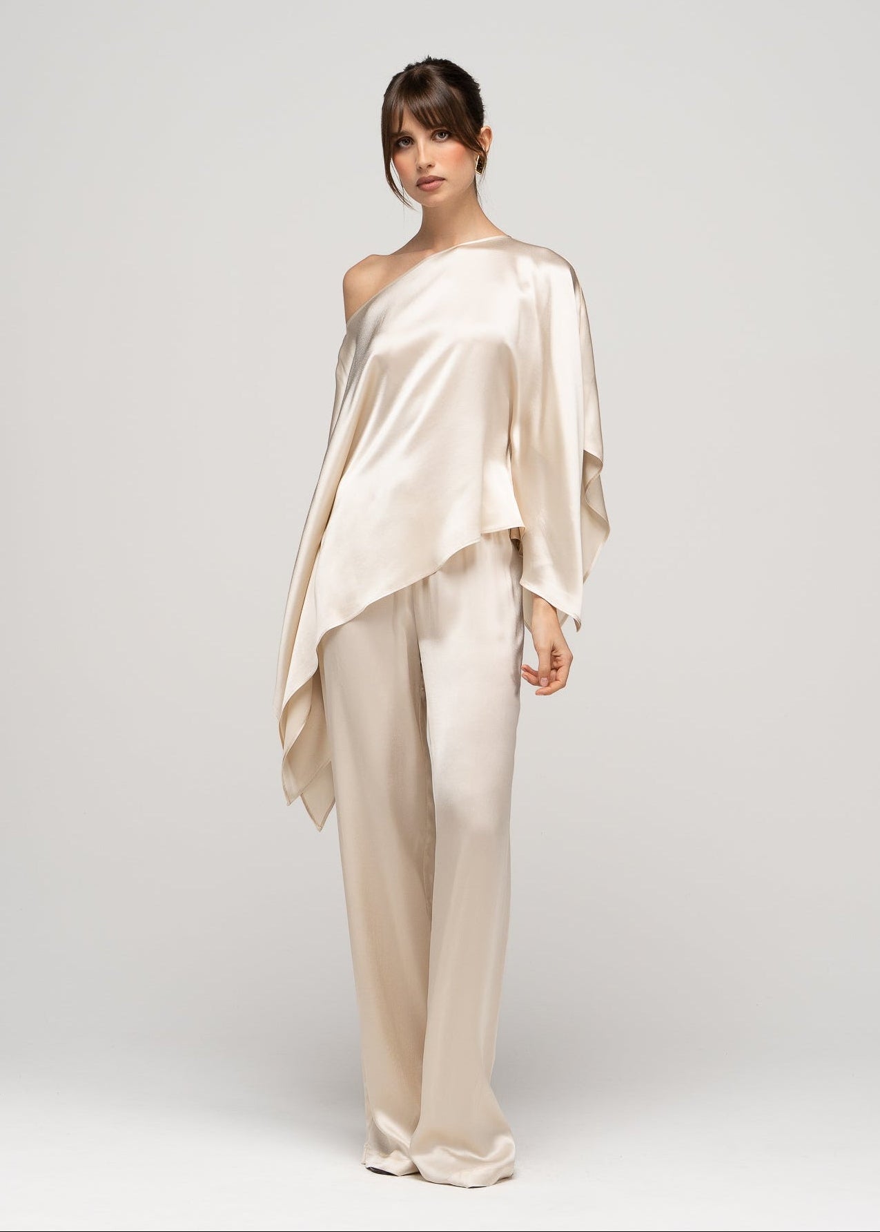 Giulia Loose Satin Pants - Champagne