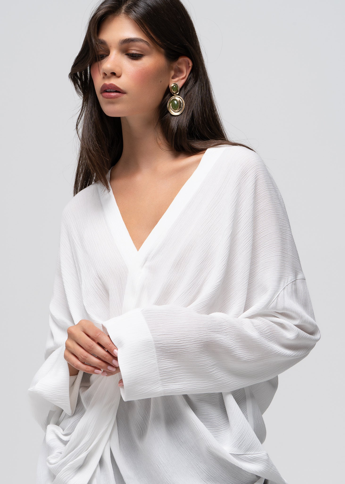 Esme Draped Twist Blouse - White