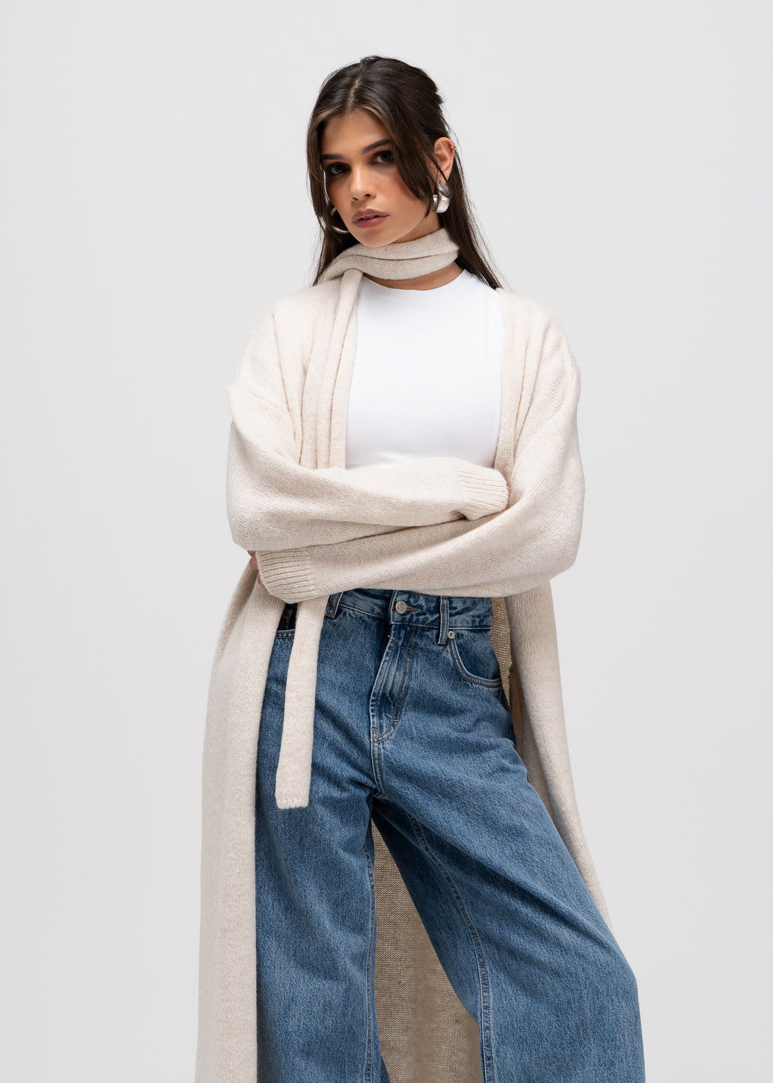 Theo Longline Cardigan with Scarf