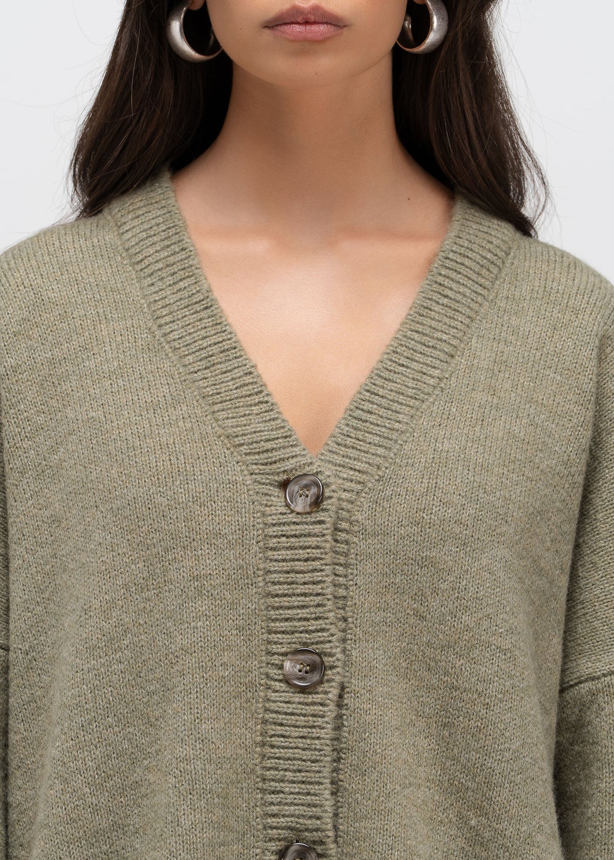 Milo Oversized V-Neck Cardigan – Sage Green