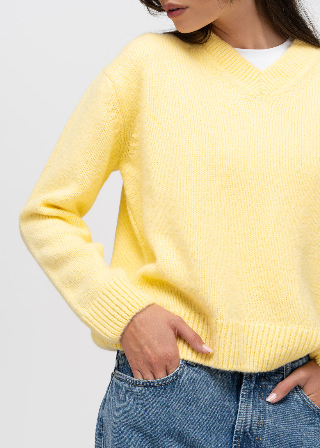 Zoe Oversized V-Neck Sweater – Yellow