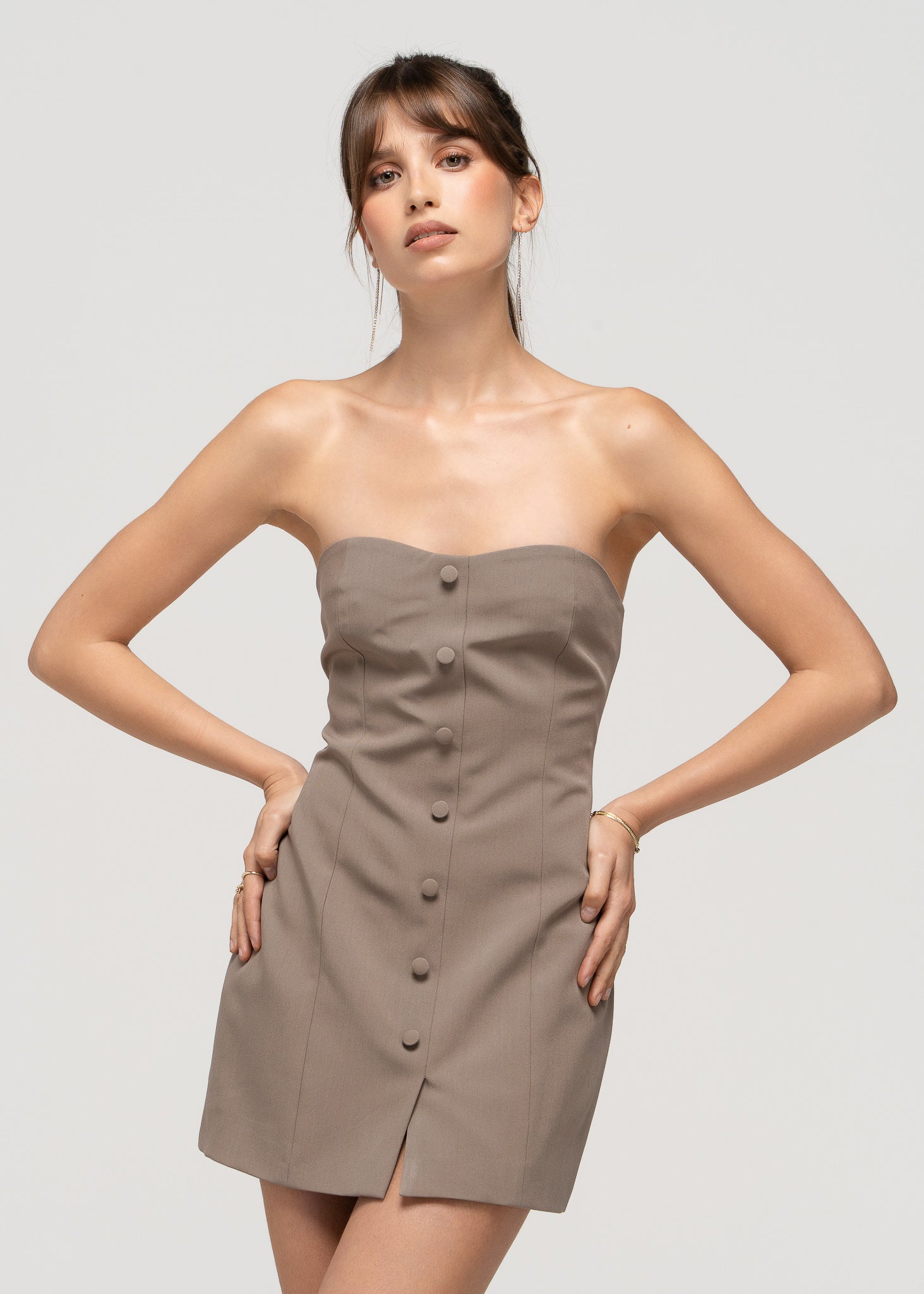 Jagger Strapless Mini Dress - Taupe