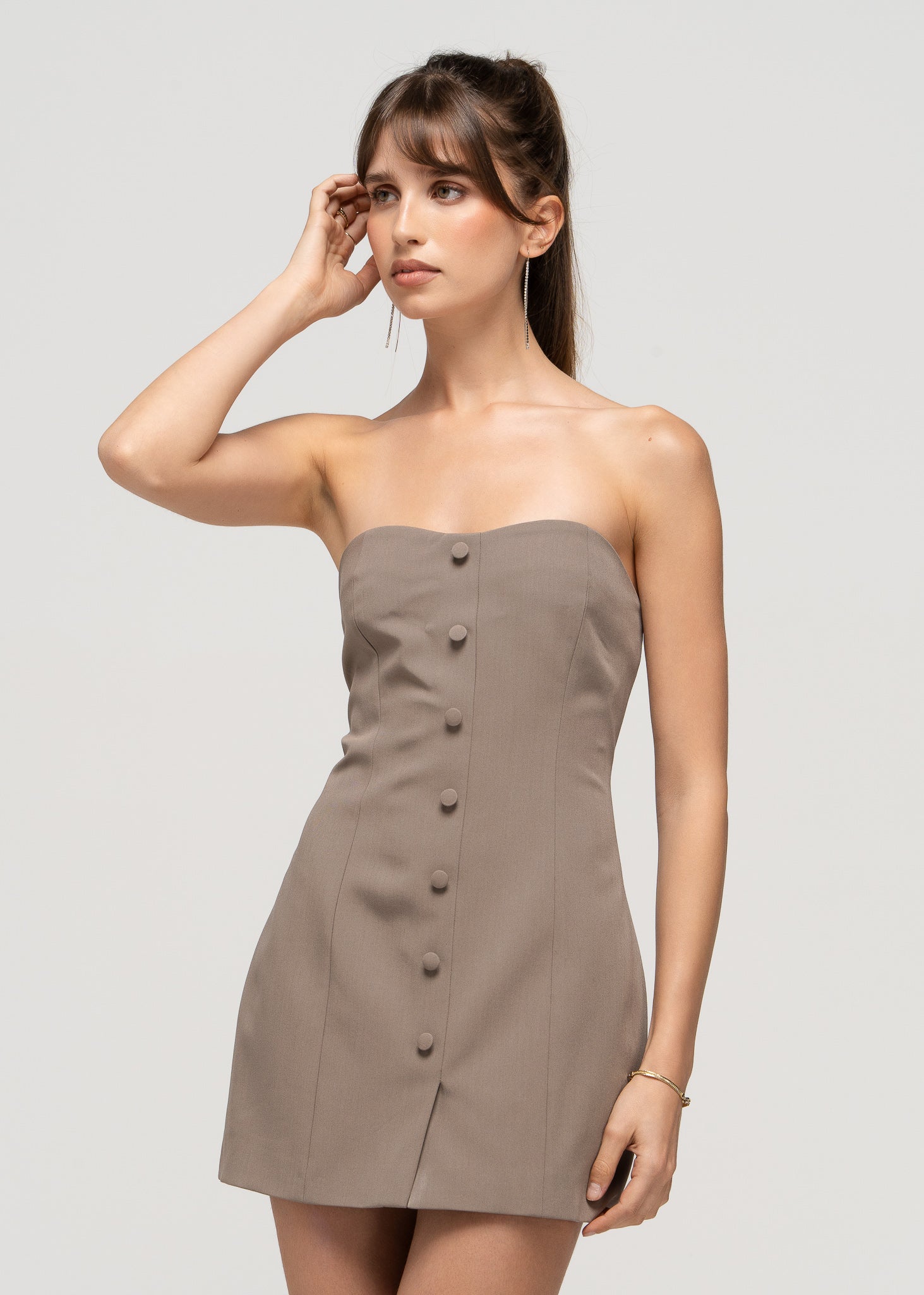 Jagger Strapless Mini Dress - Taupe