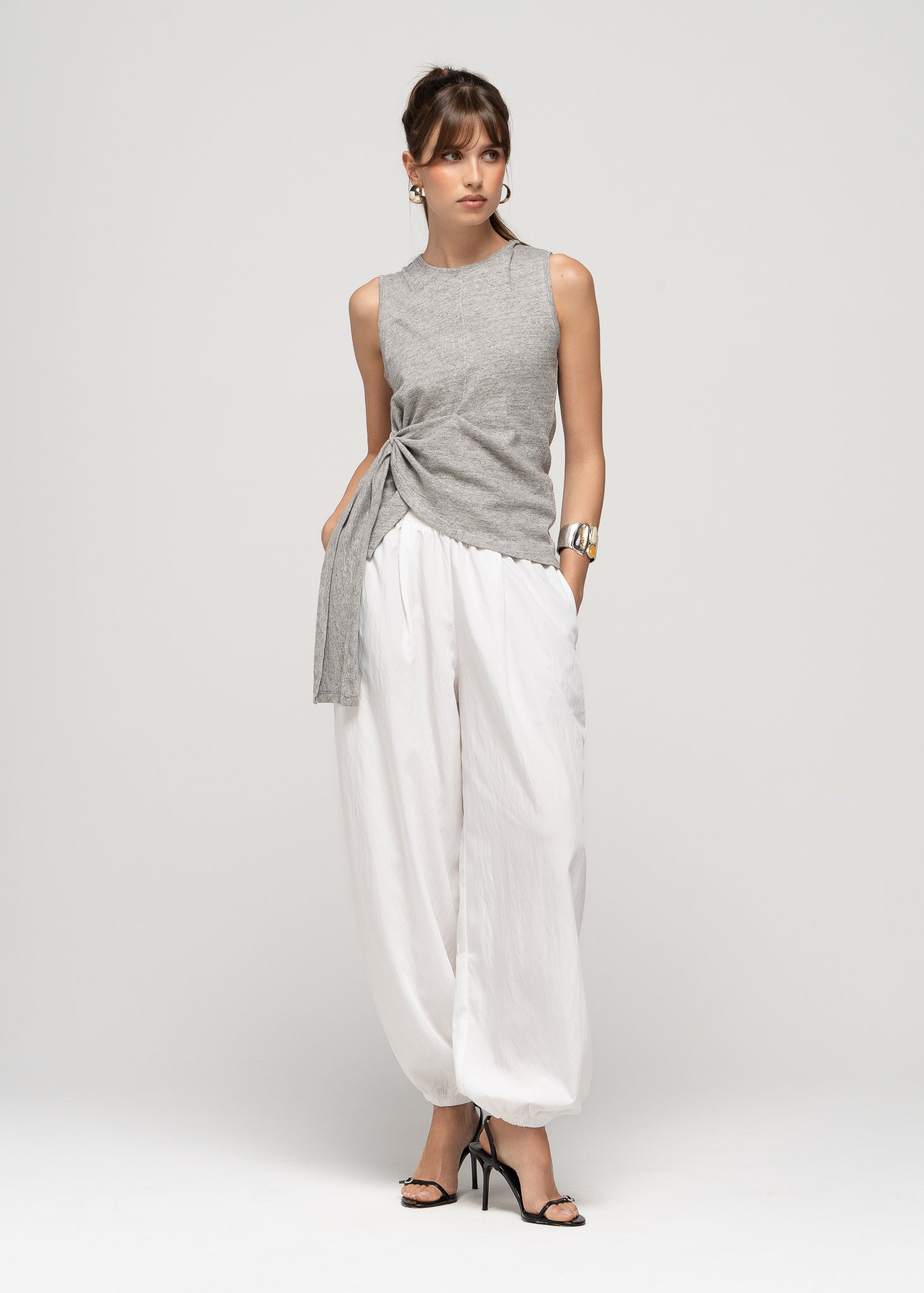 Bri Twisted Tank-Top - Grey