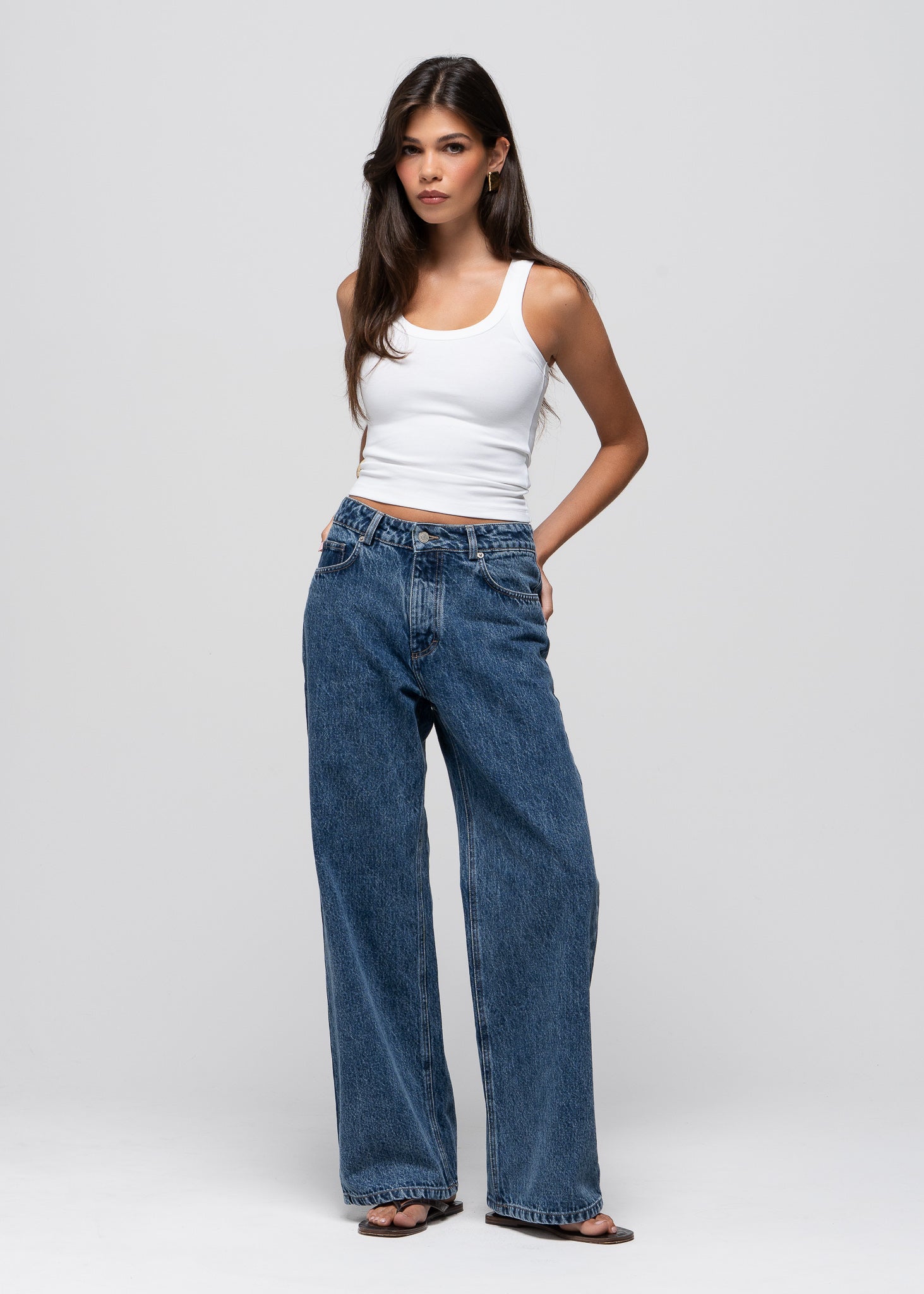 Jimmy Scoop-Neck Ribbed Tank Top - White