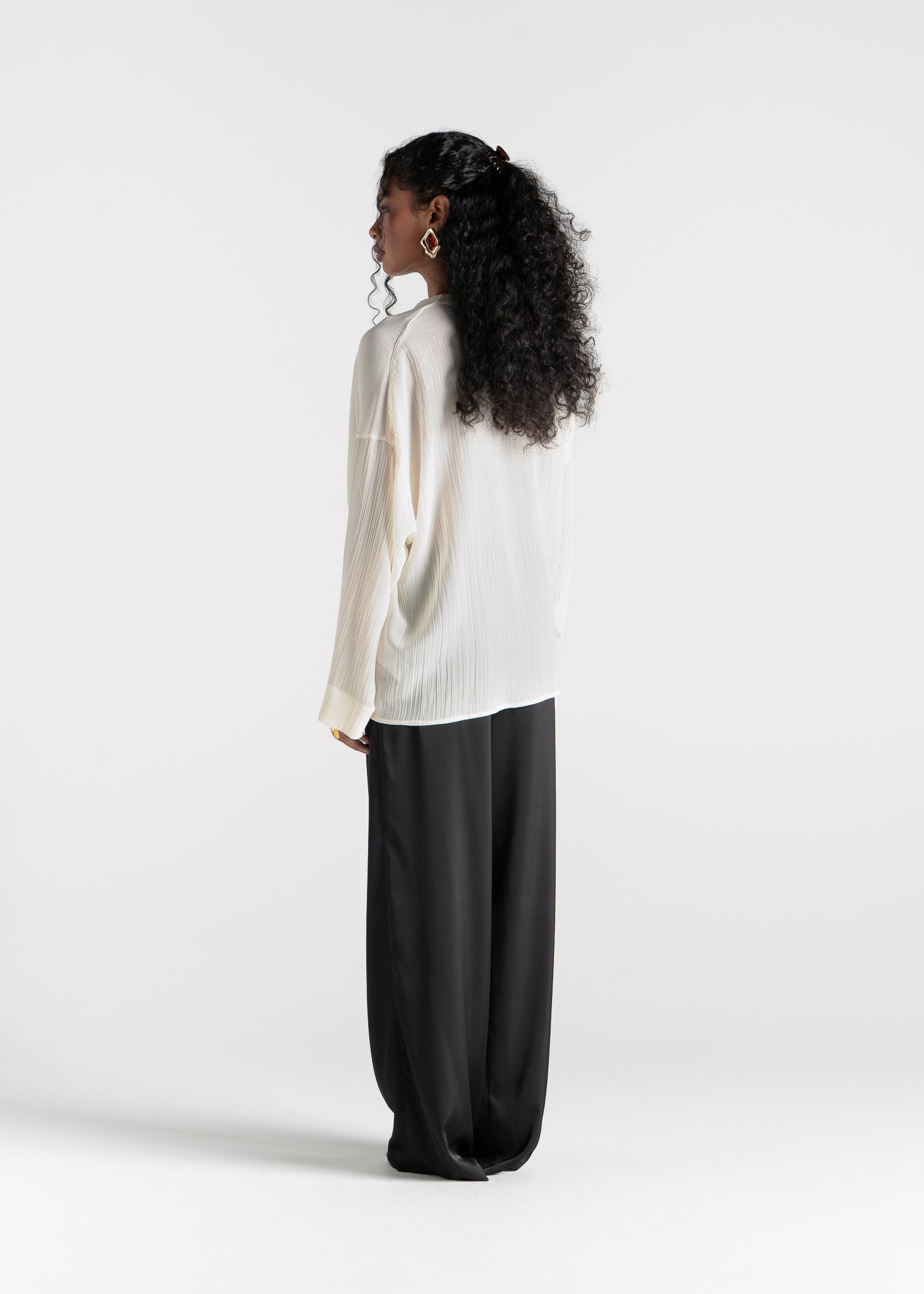 Esme Draped Silk Twist Blouse - Off-White