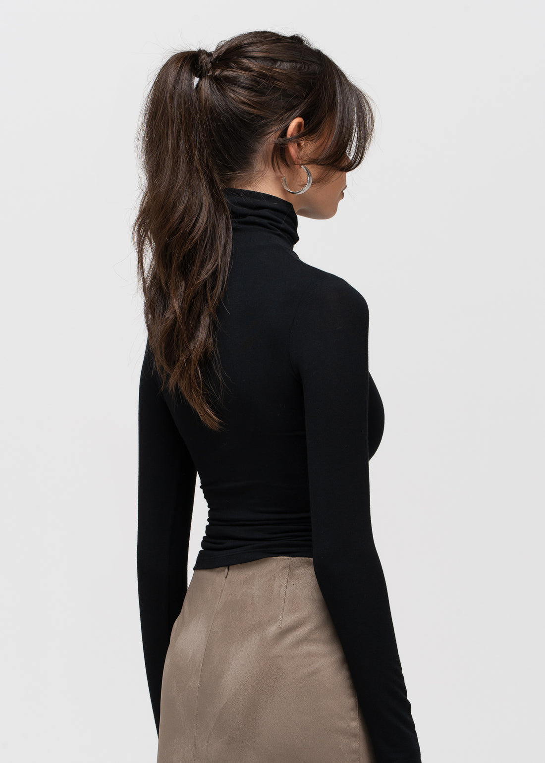 Maeve Long Sleeve Turtleneck Top - Black