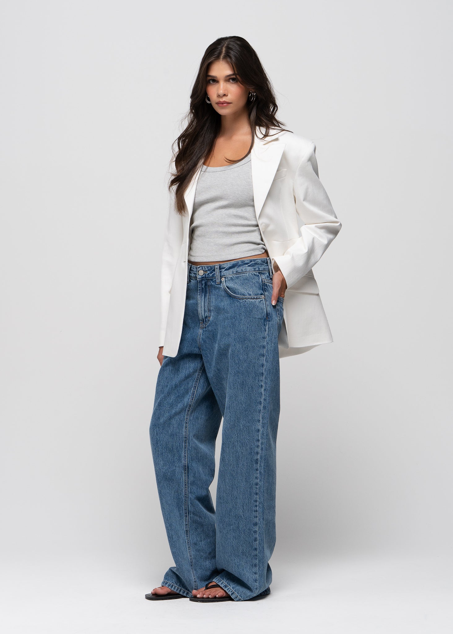 Ella Structured Waist-Cinched Blazer - Off-White