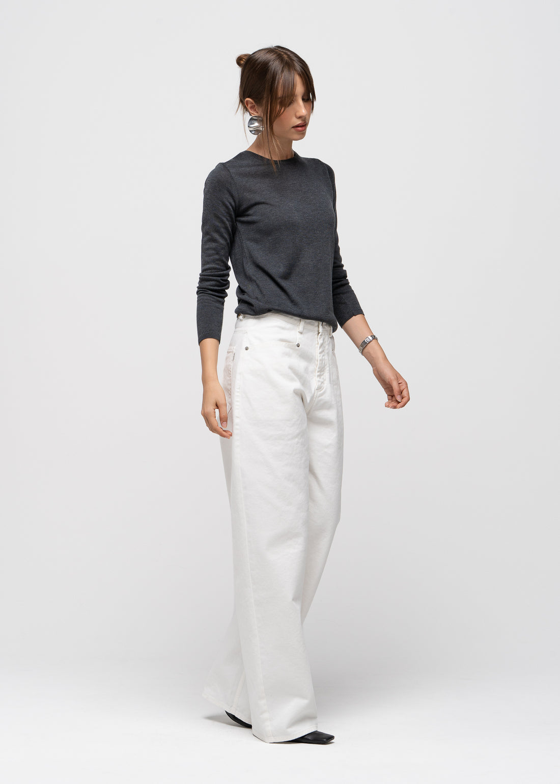 Emma Classic Crewneck Knit Sweater - Anthracite