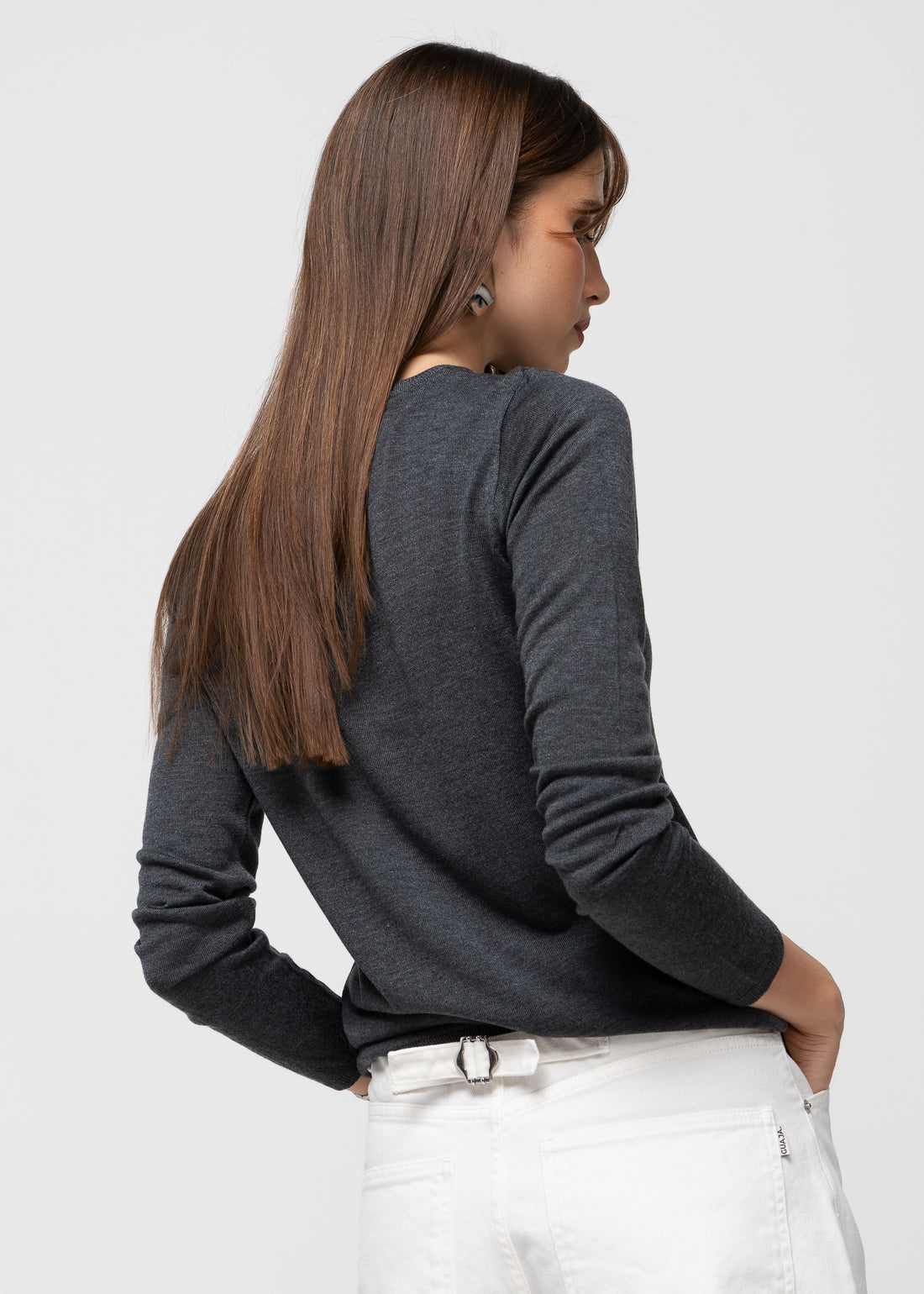 Emma Classic Crewneck Knit Sweater - Anthracite