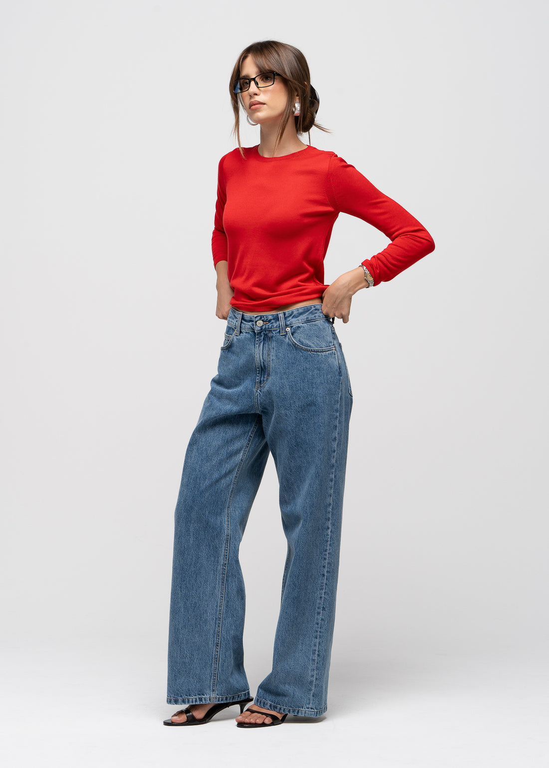 Emma Classic Crewneck Knit Sweater - Red