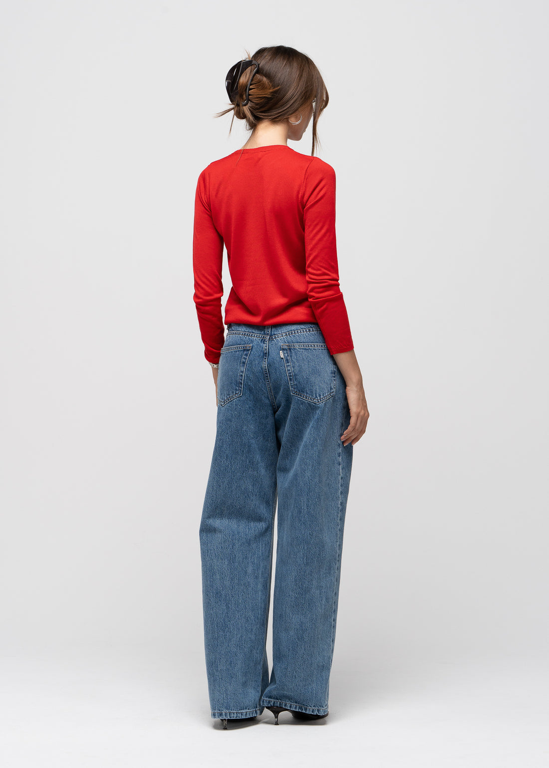 Emma Classic Crewneck Knit Sweater - Red