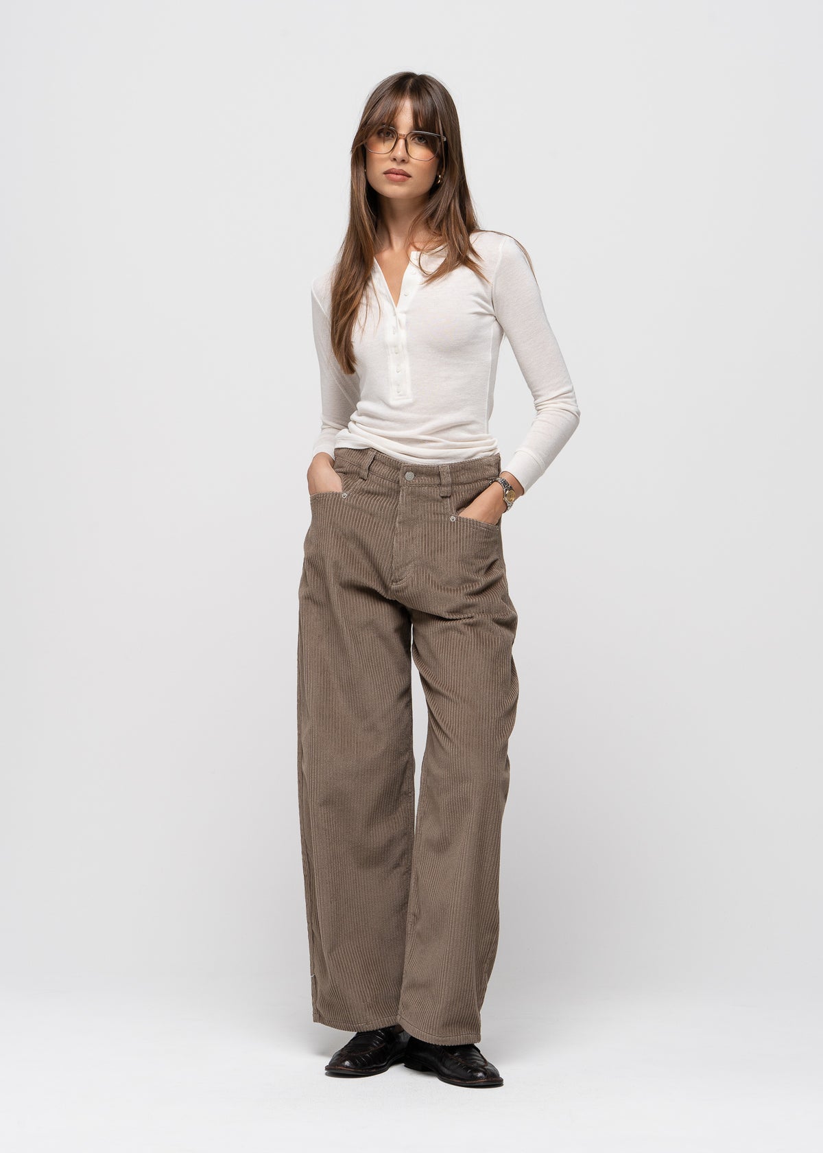 Reese Henley Long Sleeve Top - Ecru