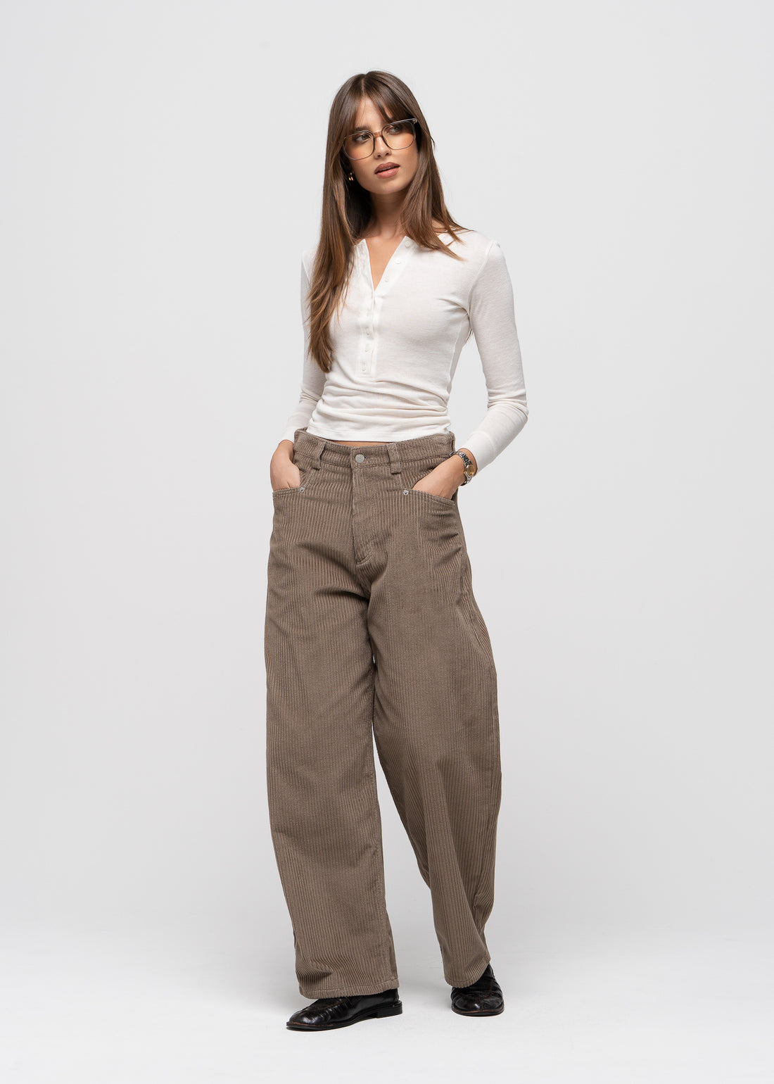 Reese Henley Long Sleeve Top - Ecru