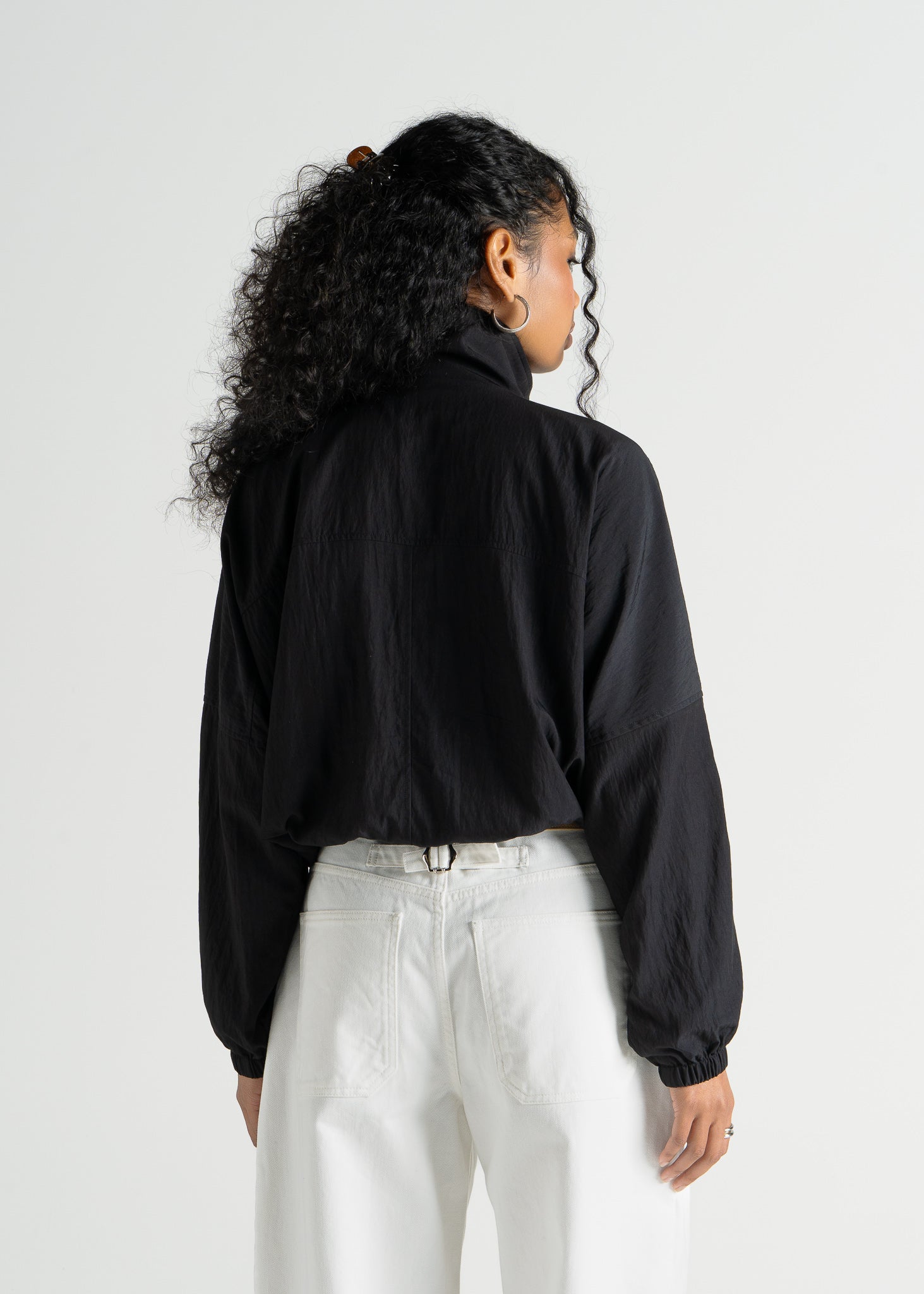 Carter High Neck Windbreaker Jacket – Black