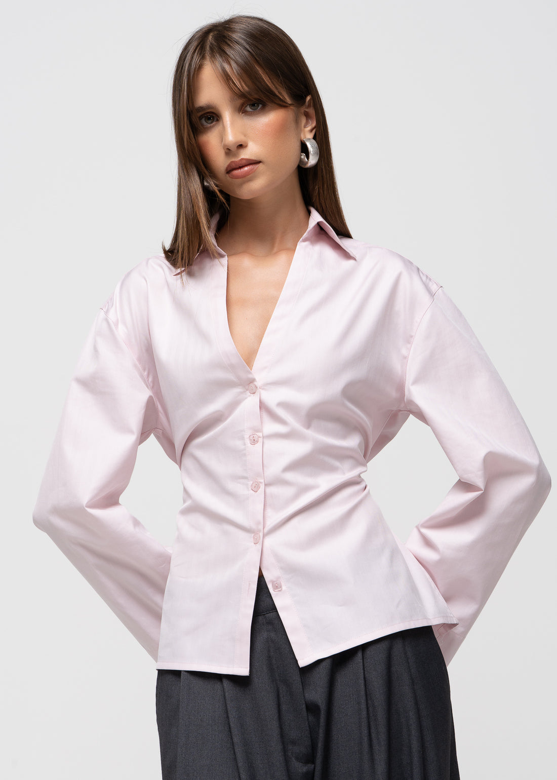 Bianca Cotton Adjustable Shirt - Pink