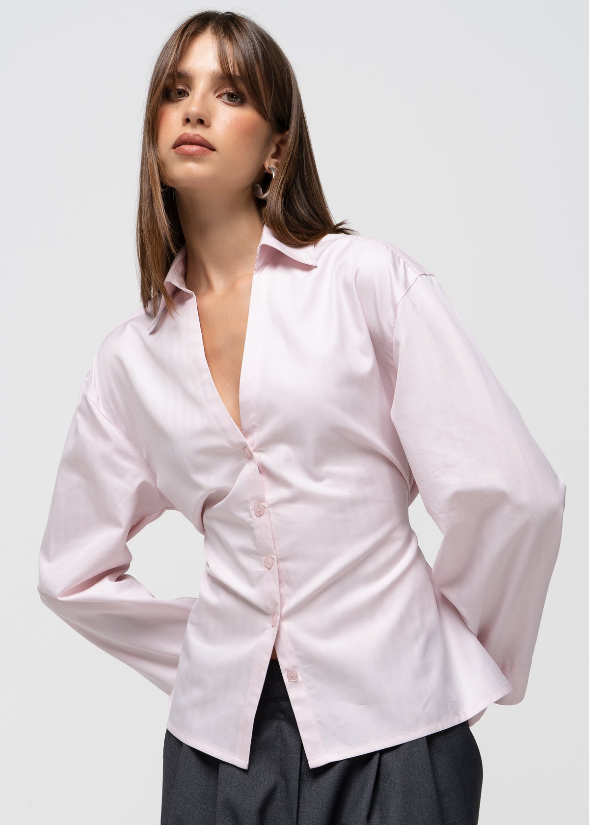 Bianca Cotton Adjustable Shirt - Pink