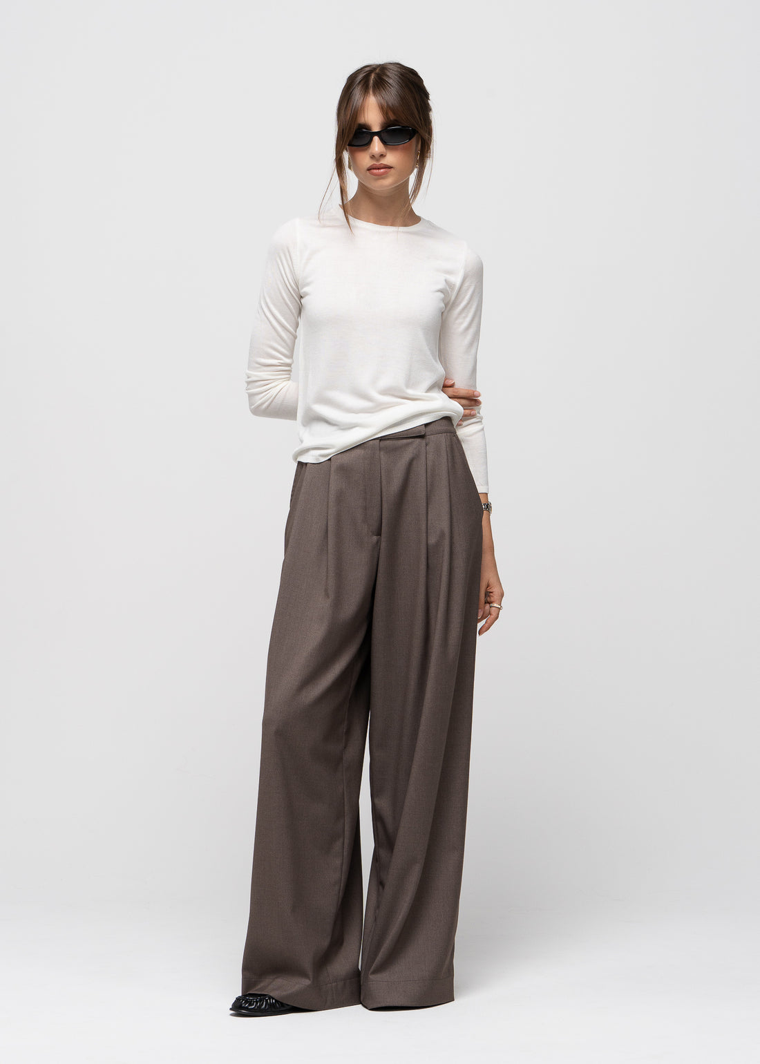 Bianca Wide Leg Trousers - Taupe