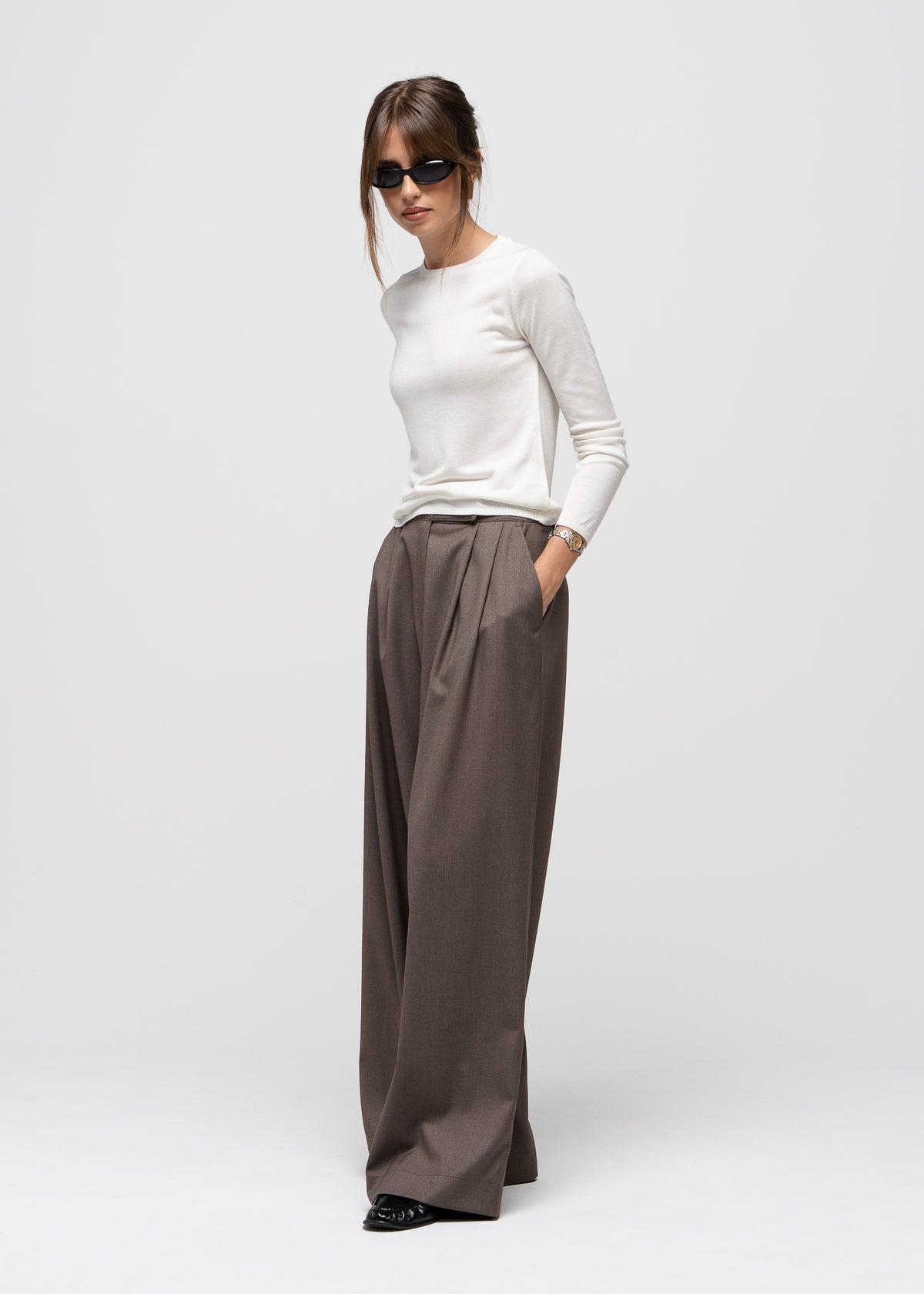 Bianca Wide Leg Trousers - Taupe