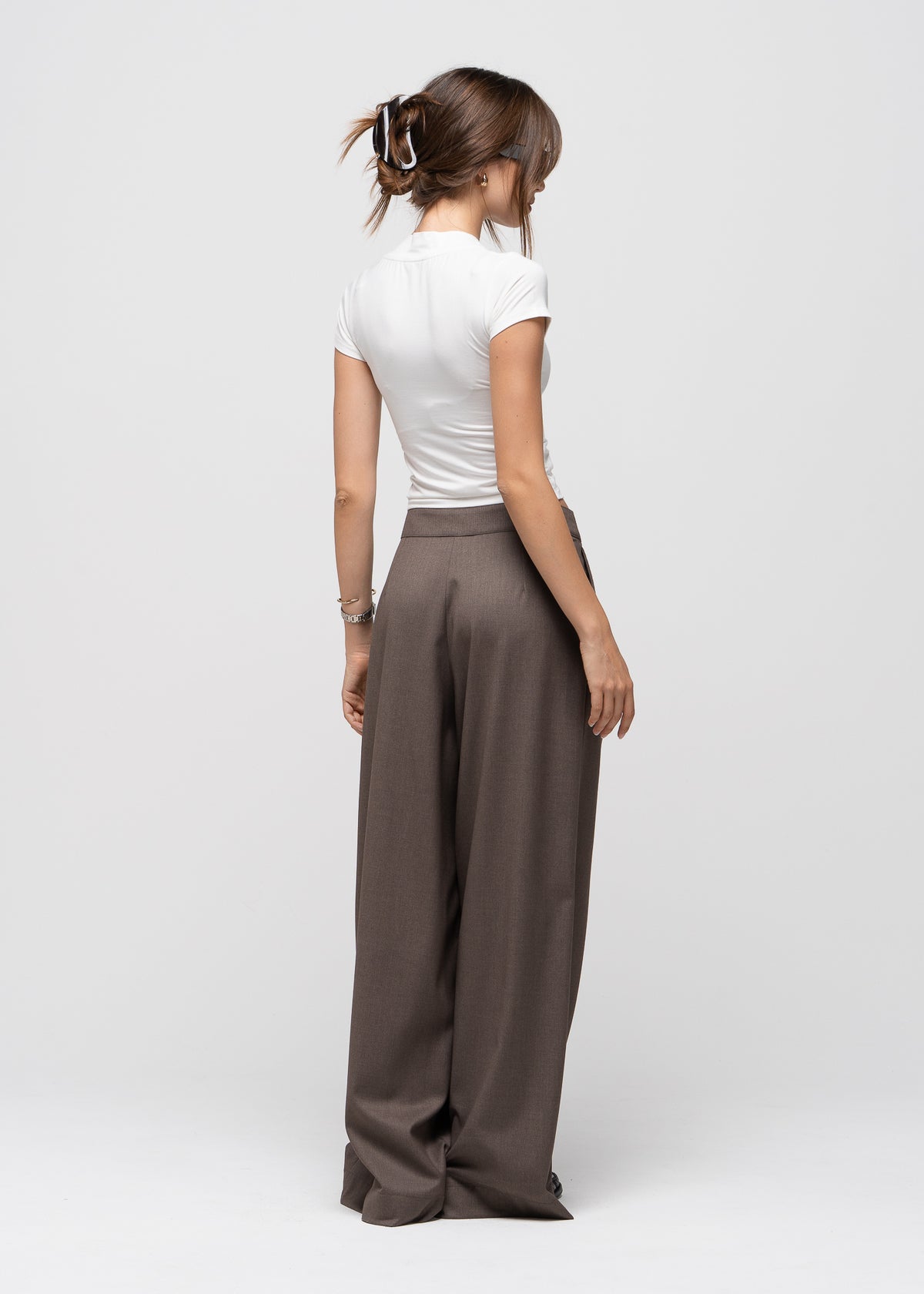 Bianca Wide Leg Trousers - Taupe
