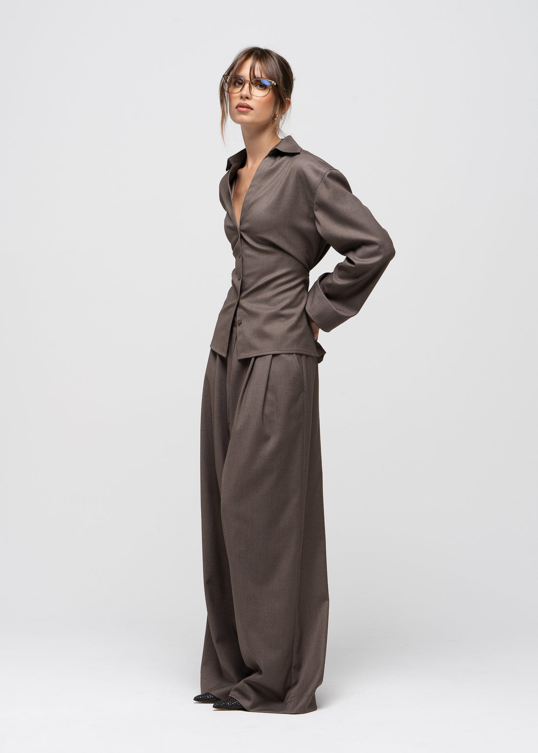 Bianca Wide Leg Trousers - Taupe