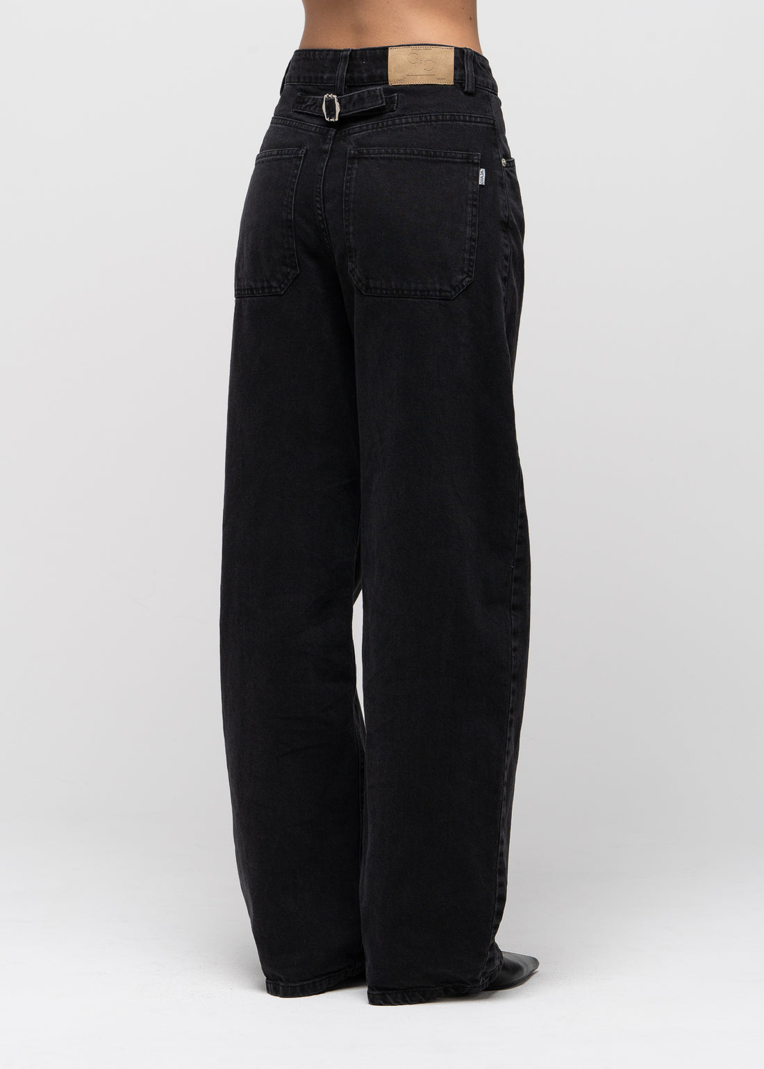 Ava Mid-Waist Barrel Jeans - Dark Grey