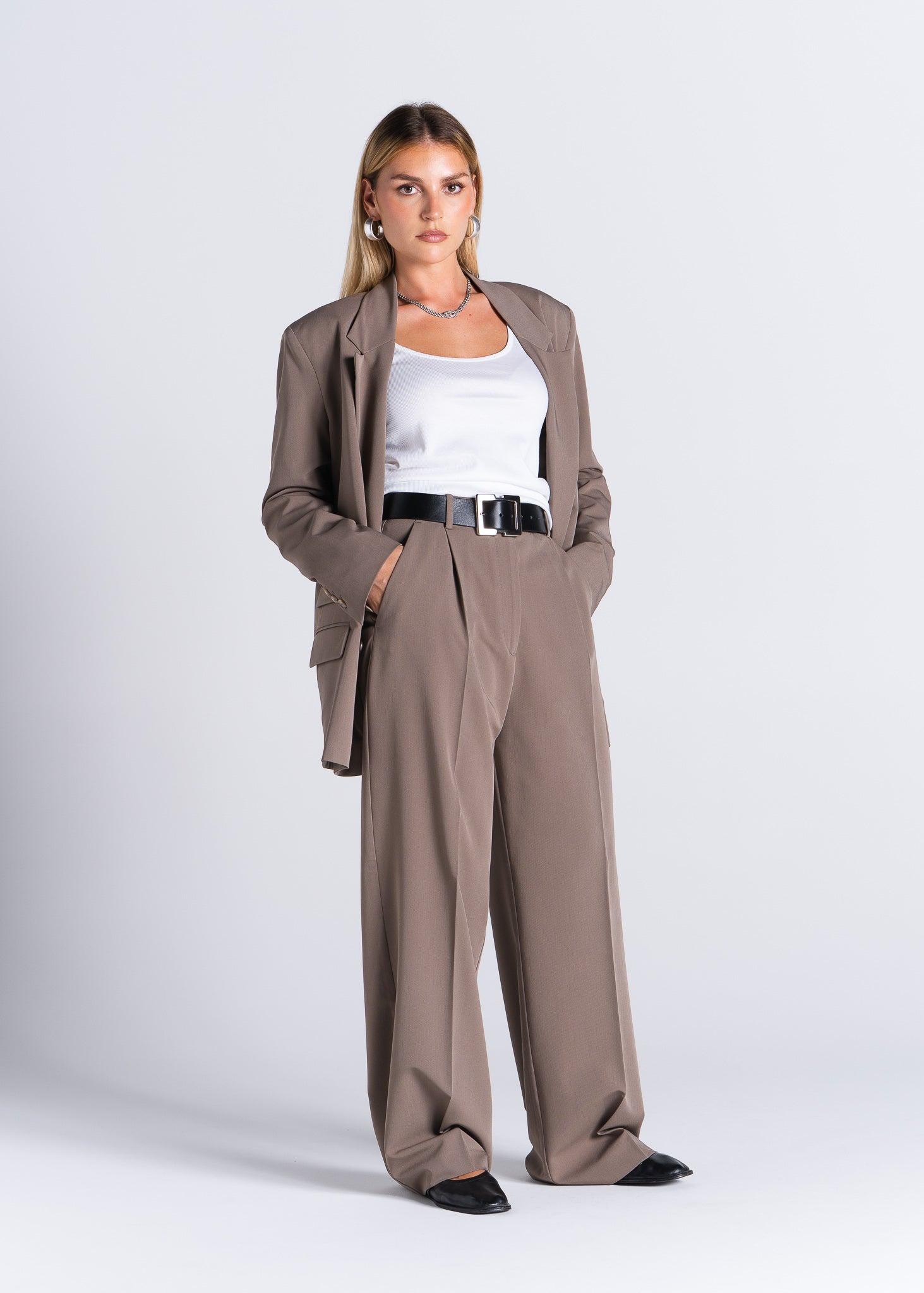 Jagger Double-Breasted Blazer Taupe