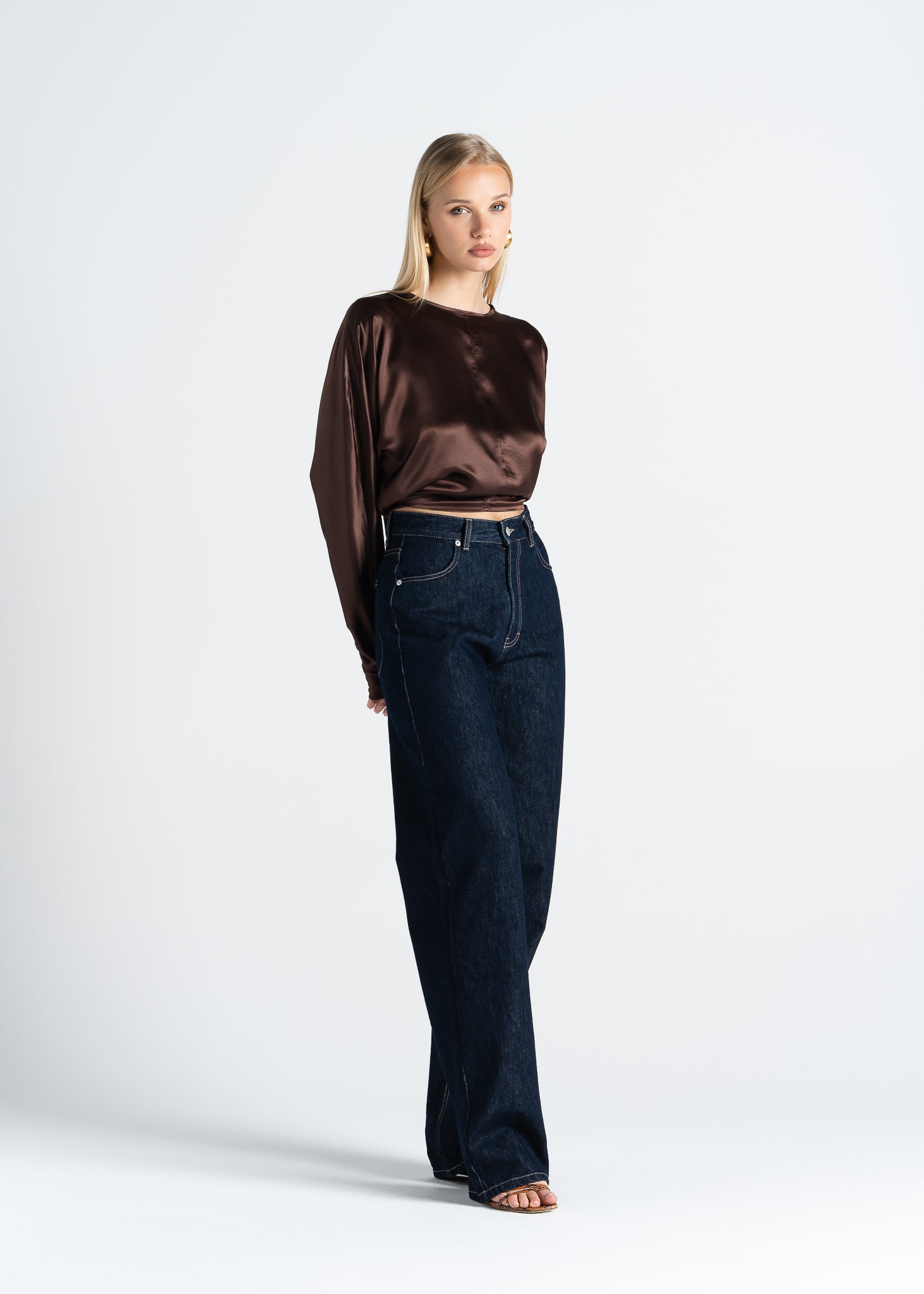 Halo Long Sleeve Silk Blouse - Brown